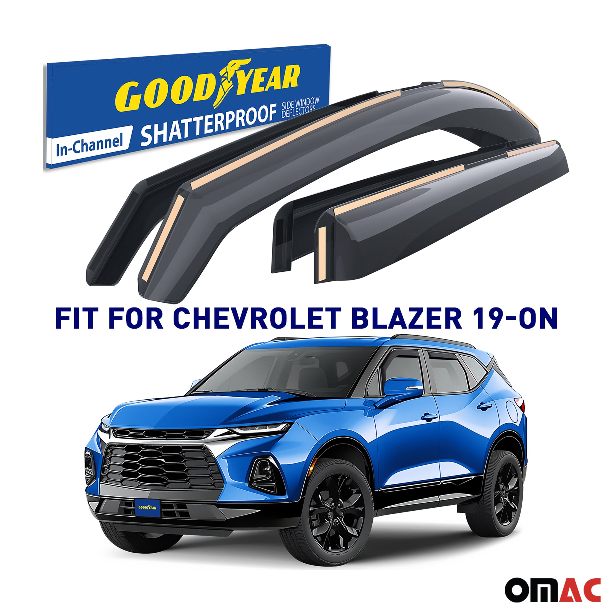 Goodyear Wind Deflectors for Chevrolet Blazer 2019-2025 In-channel Smoke 4 pcs