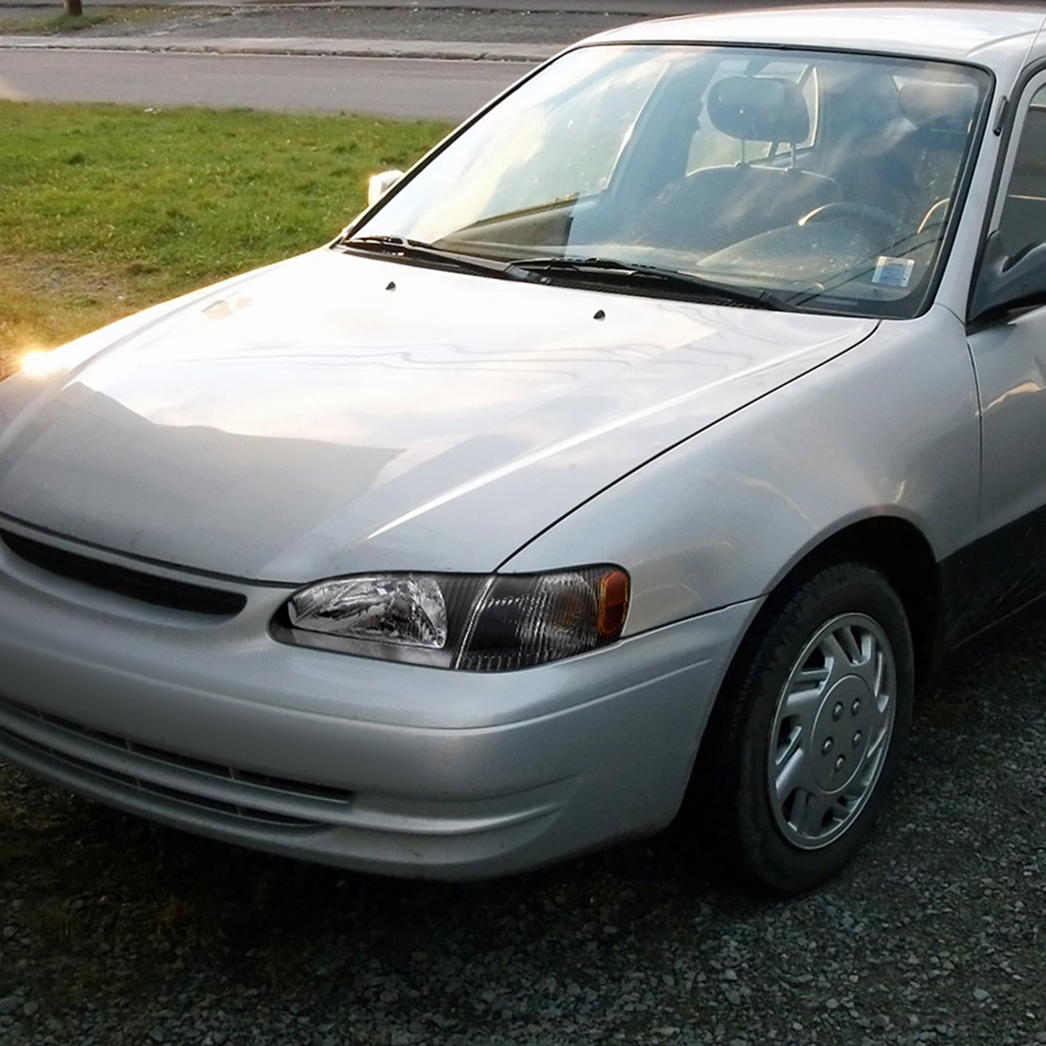 1998-2000 Toyota Corolla Factory Crystal Headlights Corner Lights&Bulbs Black