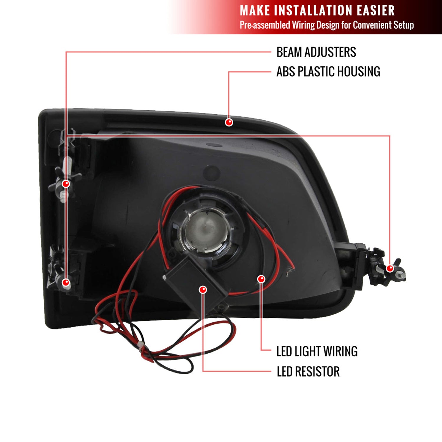 1997-2004 Ford F-150/Expedition Factory Headlights SMD LED Light Strip Black