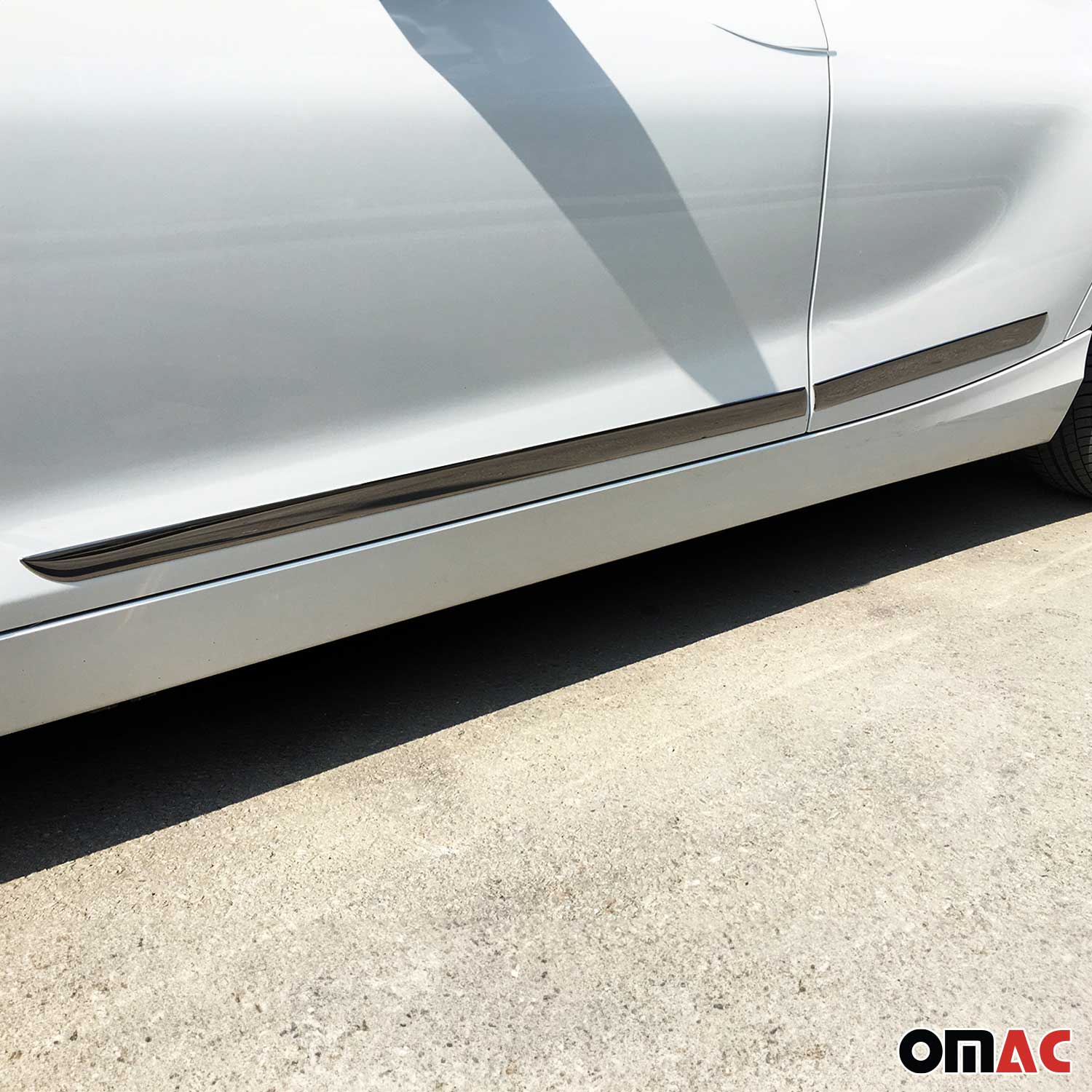 Mercedes Side Door Molding Trim Skirt Garnish Stainless Steel Dark 4Pcs