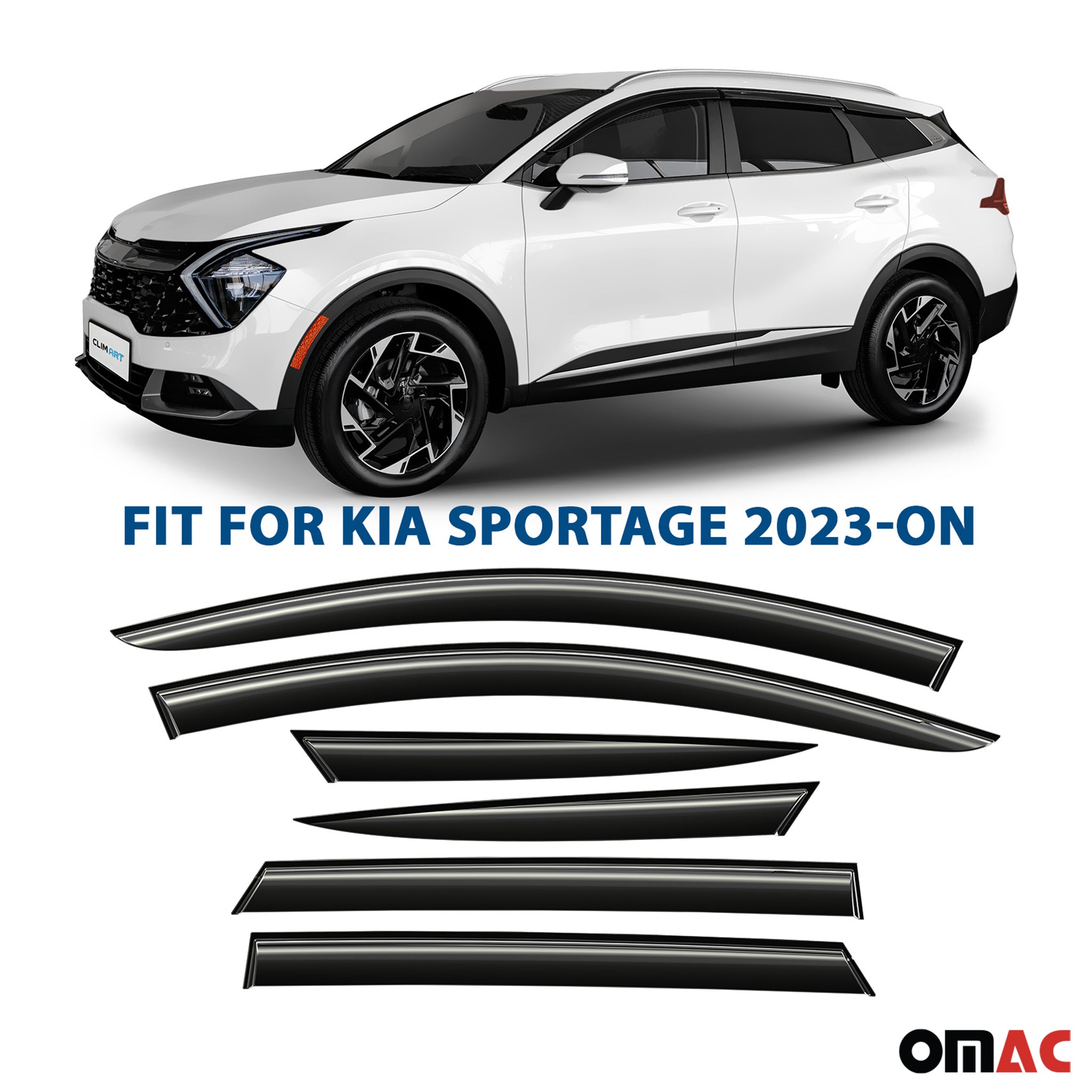 Clim Art Wind Deflectors for Kia Sportage 2023-2025 Shatterproof Tape-On Dark 6x