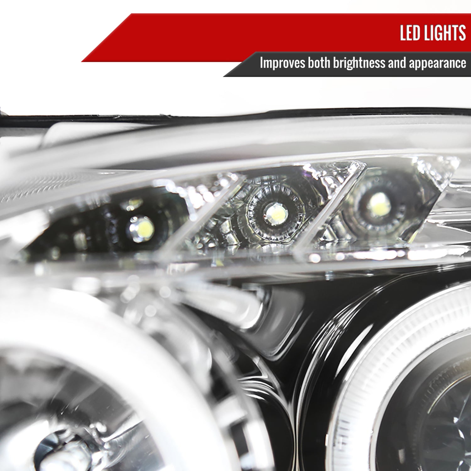 2000-2003 Honda S2000 AP1 Dual Halo Projector Headlights Chrome/Clear Lens