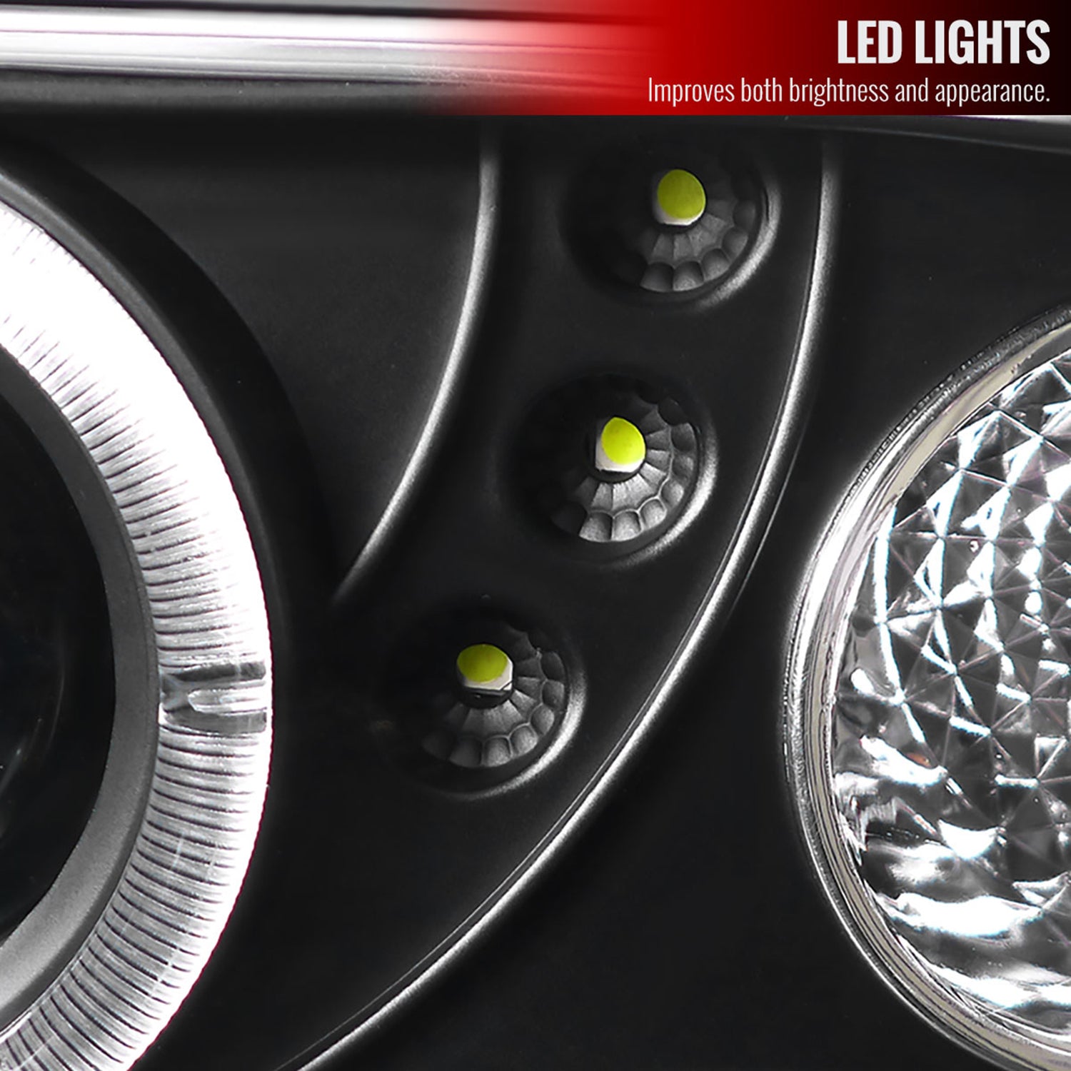 1998-2004 Chevy S10 Dual Halo Projector Headlights Matte Black/Clear Lens