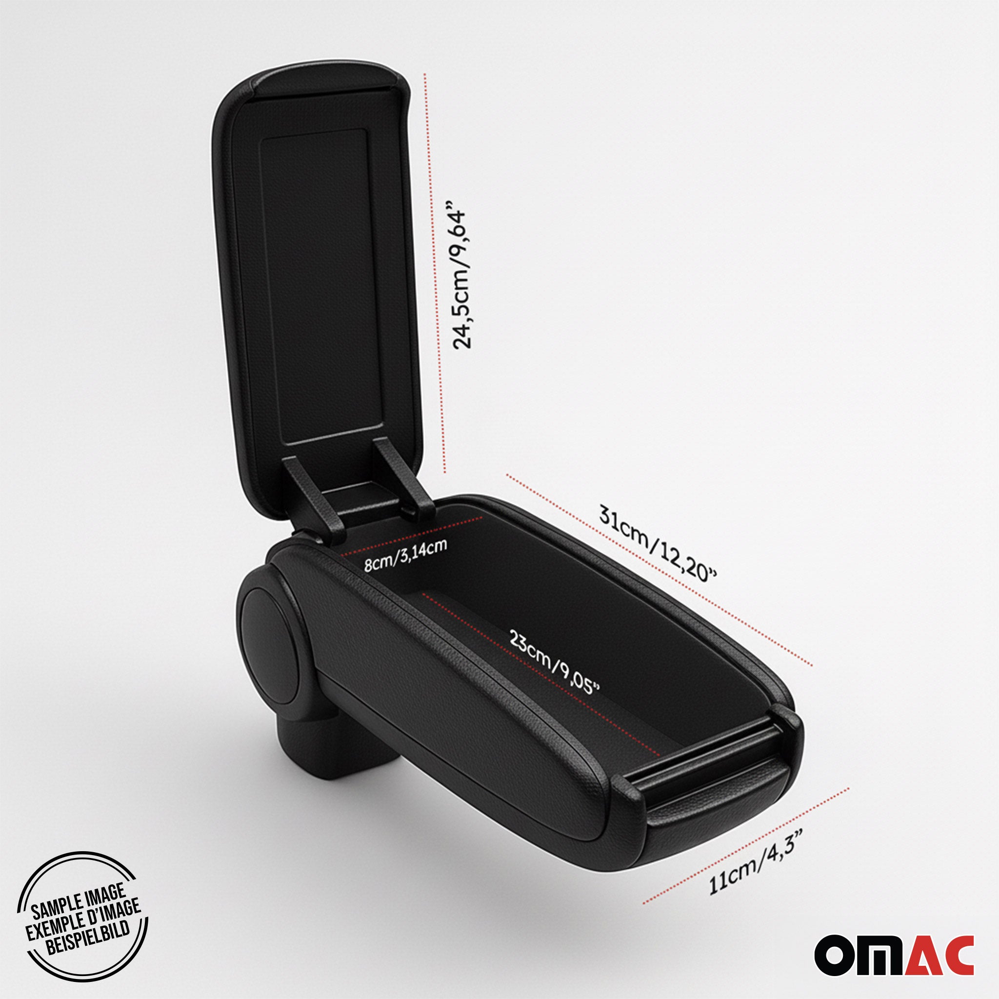 2014-2020 Fiat 500L Black Center Console Armrest Plastic PU Leather 1Pc