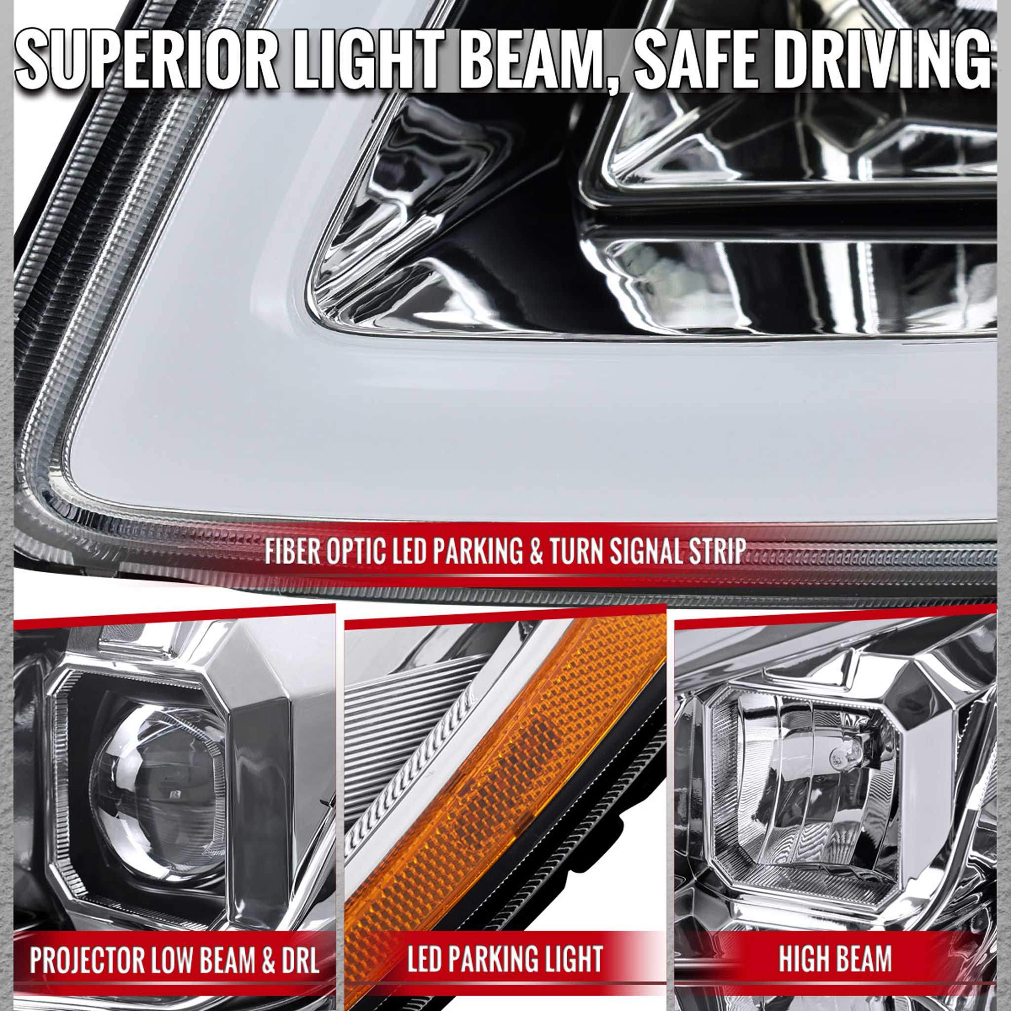 For Chevrolet Cobalt / Pontiac G5 2005-2010 Headlights Switchback LED Turn Signal DRL Light Strip Chrome Housing Clear Lens