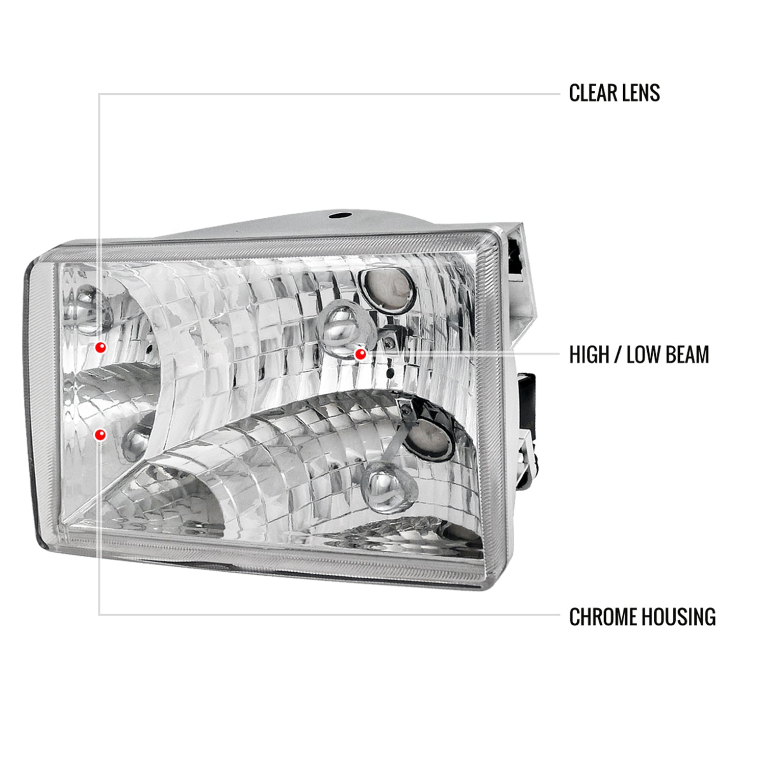 1993-1998 Jeep Grand Cherokee Factory Style Headlights Chrome/Clear Lens