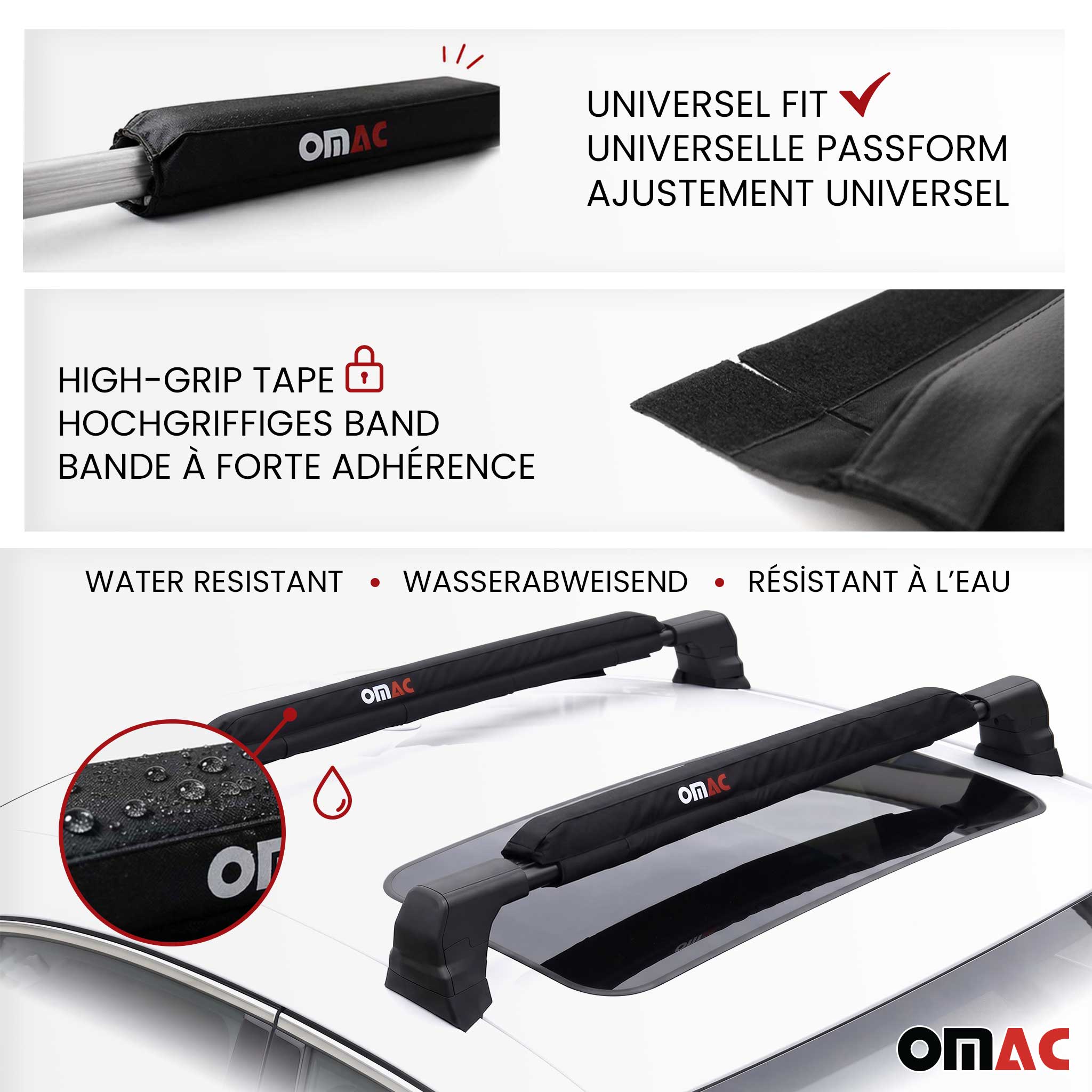 Acura 28" Roof Rack Pads Surfboard Windsurf Crossbar Pads Black 2 Pcs