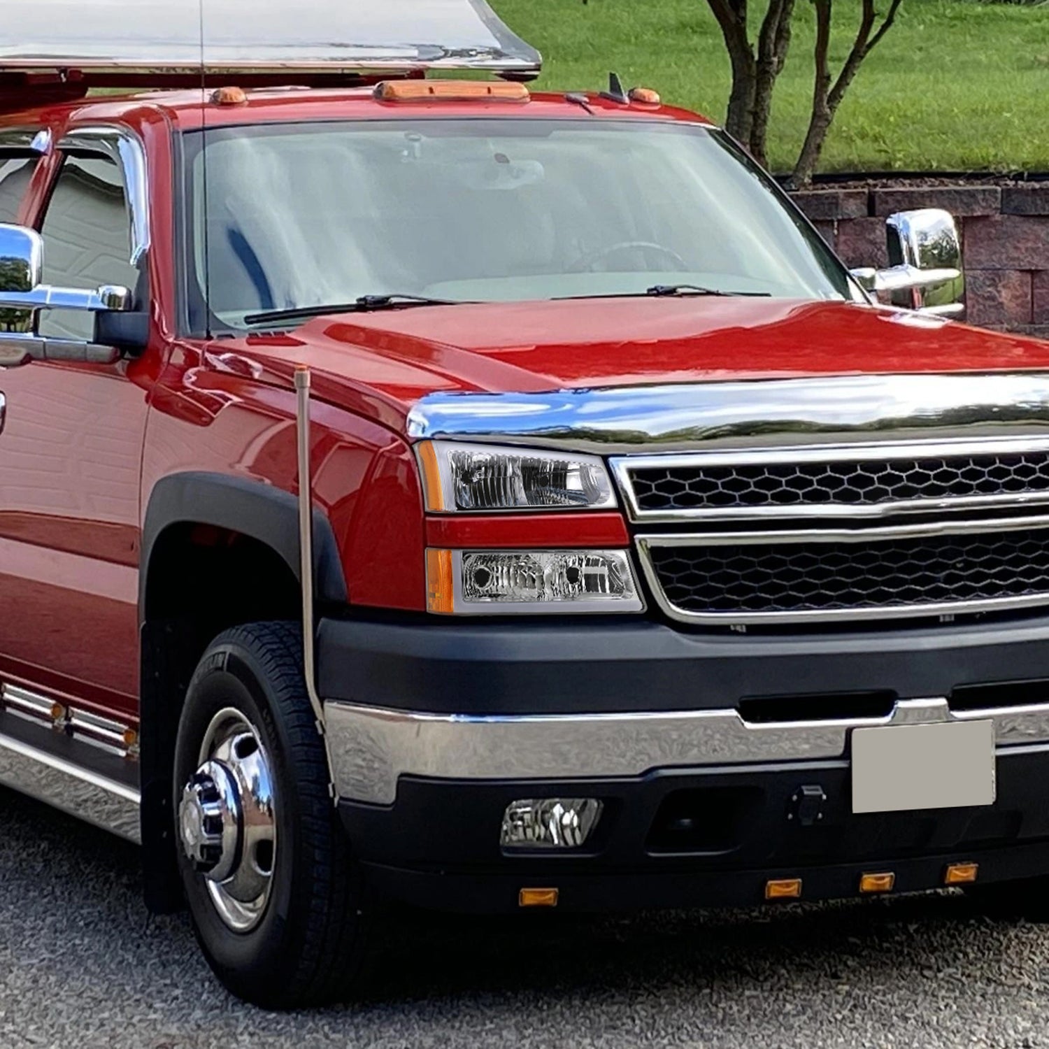 2002-2006 Chevy Avalanche/ Silverado LED Bar Headlights&Bumper Lights Chrome
