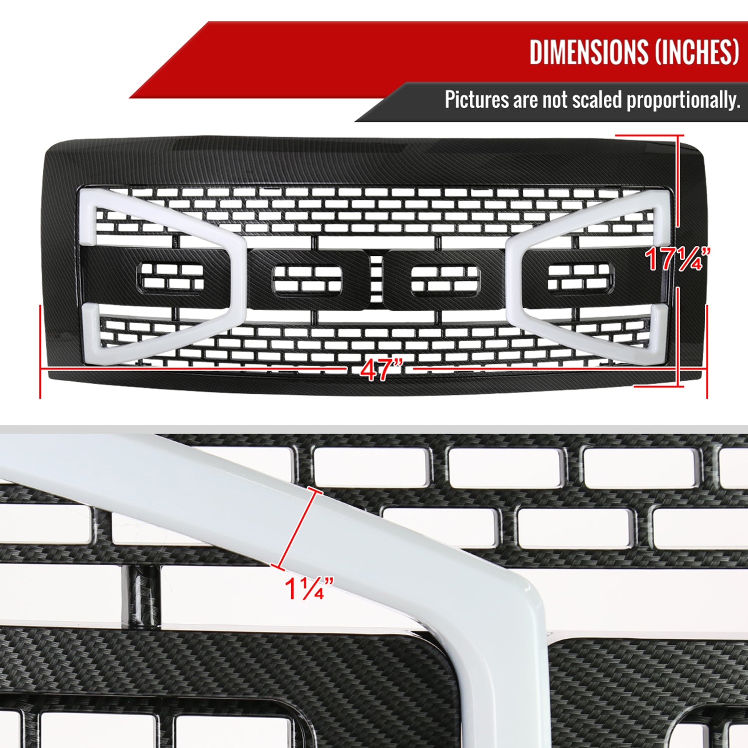 2009-2014 Ford F-150 Carbon Fiber Look Raptor Mesh Grille w/LED Light Bar