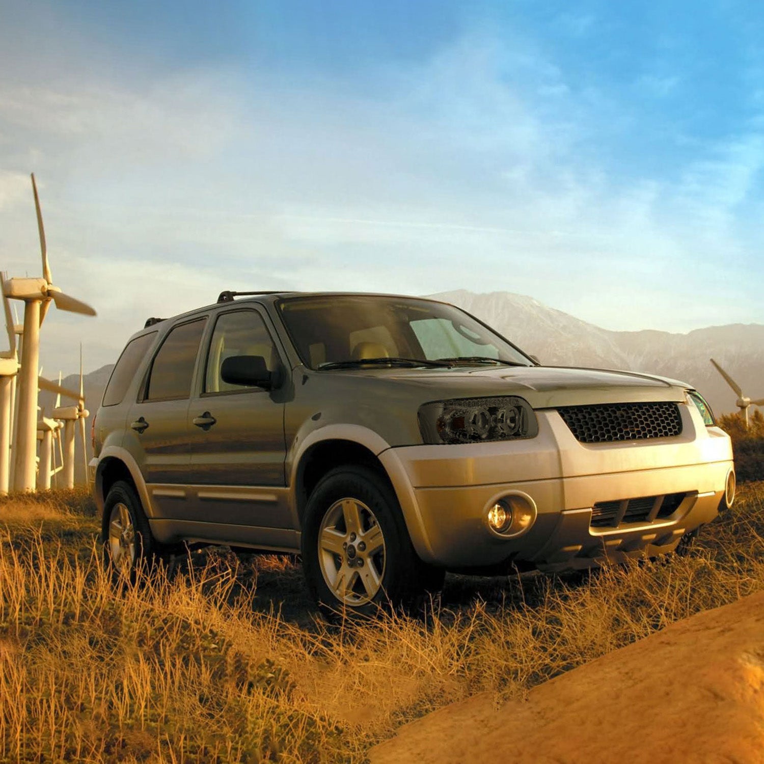 2005-2007 Ford Escape Dual Halo Projector Headlights LED Light Chrome/Smoke