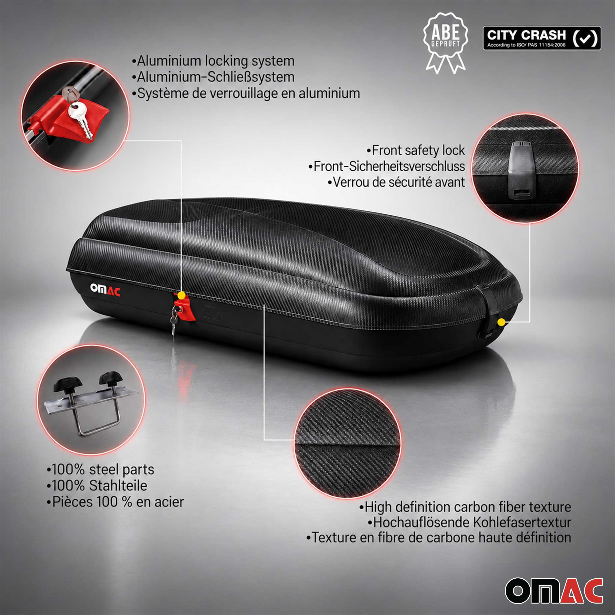 Roof Cargo Box 11.3 Cubic Feet Carbon Fiber Textured