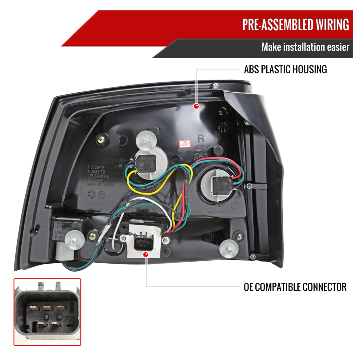 2005-2008 Dodge Charger Tail Lights Matte Black Housing/Clear Lens