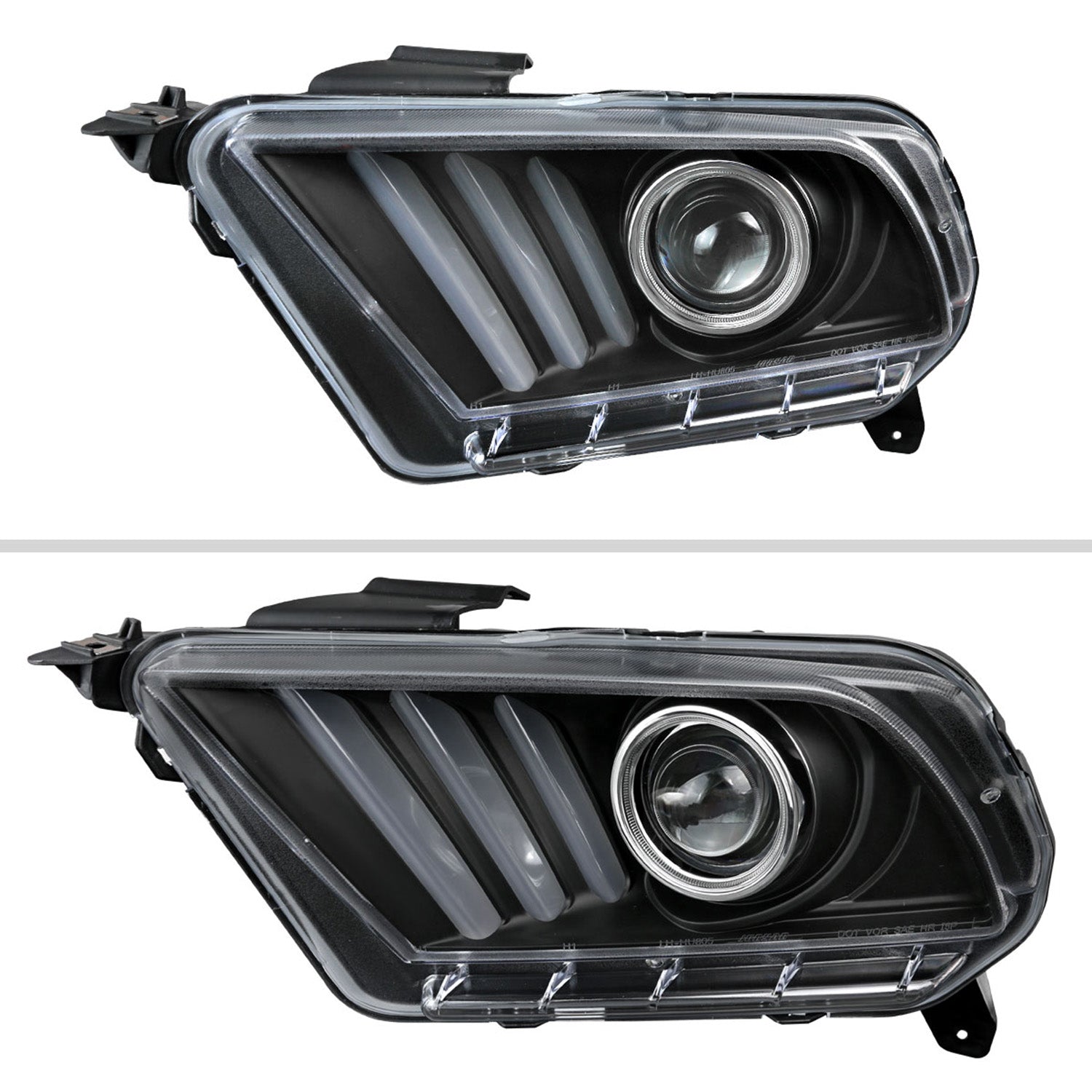 2010-2014 Ford Mustang LED Bar Projector Headlights Turn Signal Lights Black