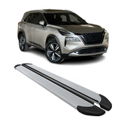 2021-2026 Nissan Rogue Side Step Nerf Bars Running Boards Silver Alu 2x