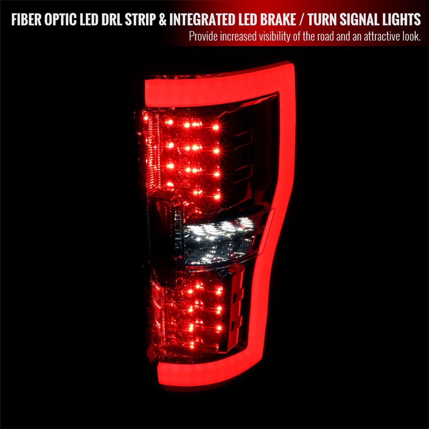 2017-2019 Ford F-250/350/450/550 Super Duty LED Bar Tail Lights Chrome/Smoke