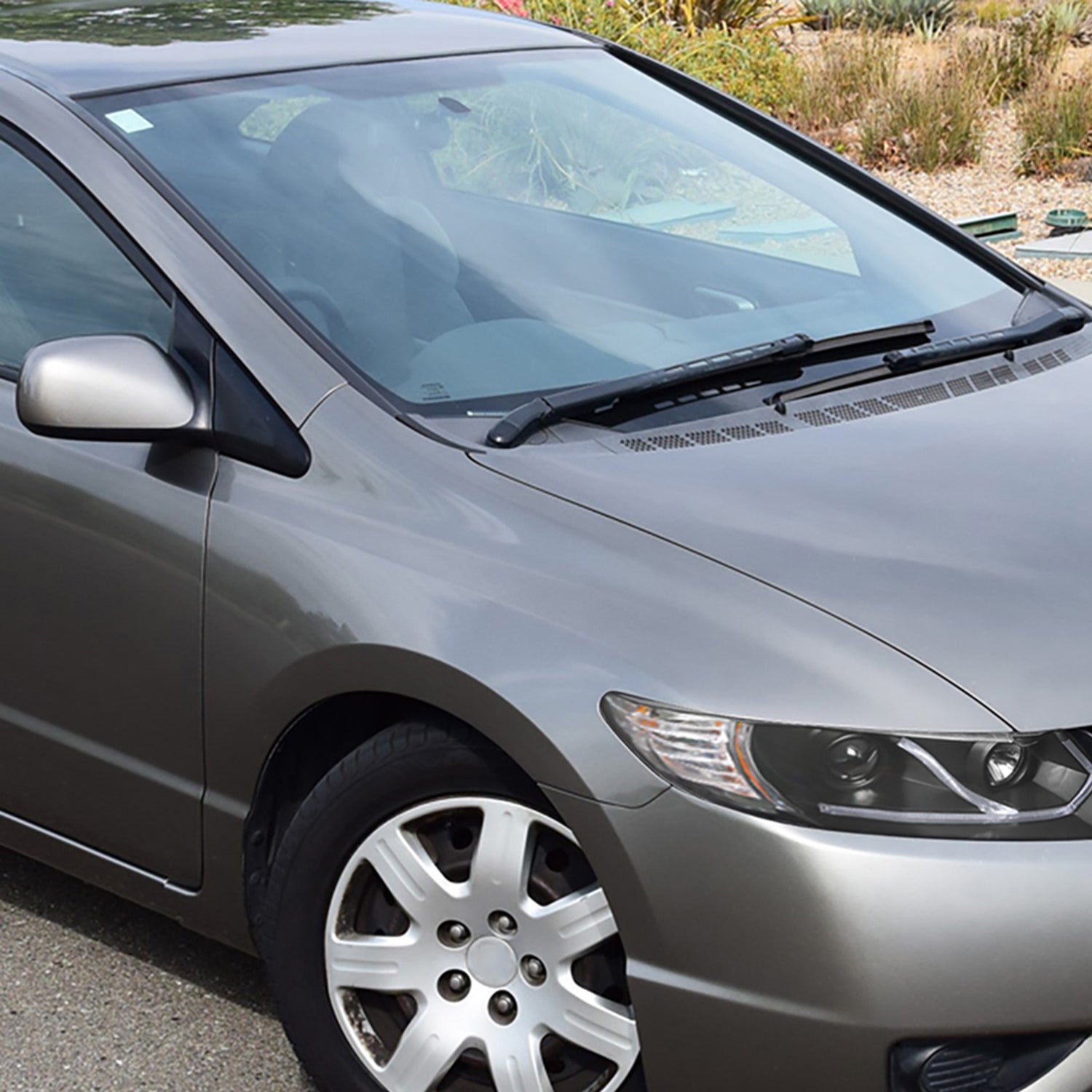 2006-2011 Honda Civic Coupe Projector Headlights LED Light Strips Matt Black