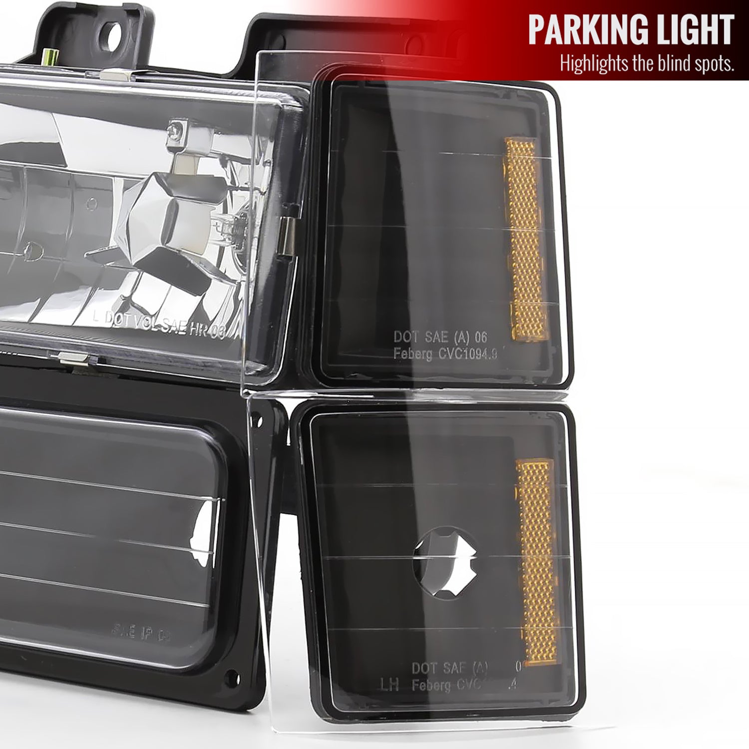 1994-1998 Chevy Silverado/Tahoe/C10 Headlights Bumper&Corner Lights Black