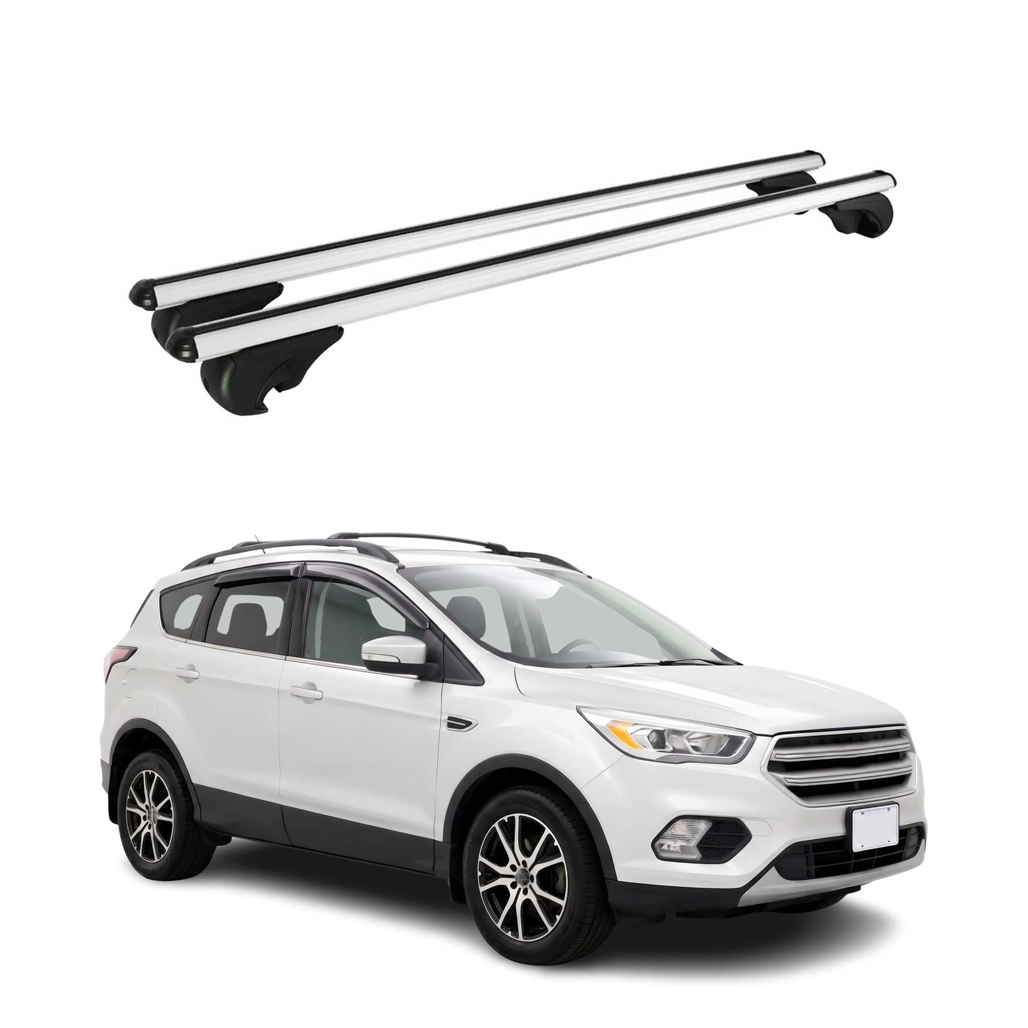 Roof Racks Cross Bars Carrier for Ford Escape 3.gen 2013-2019 TÜV Gray 2 Pcs