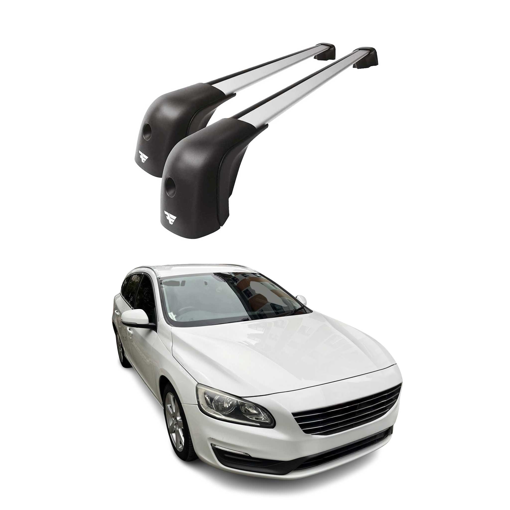 2015-2023 Volvo V60 Roof Racks Cross Bars Silver