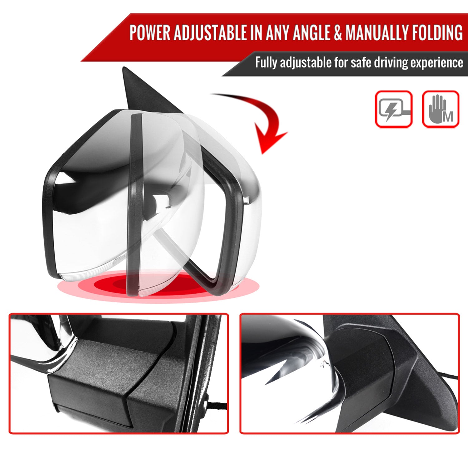 2013-2019 Dodge RAM Chrome Heated Side Mirror Turn Signal Passenger Side