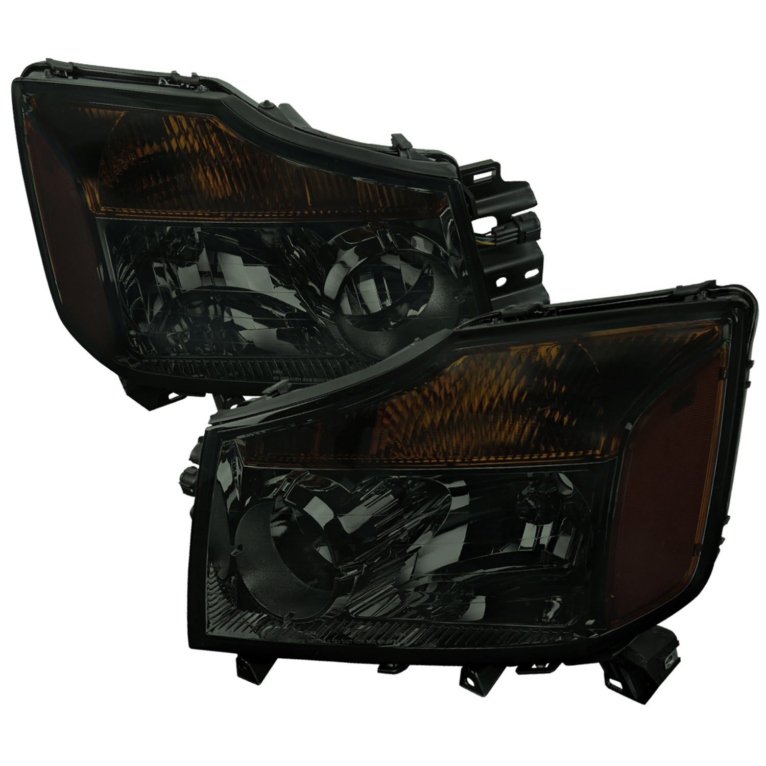 2004-2015 Nissan Titan/04-2007 Armada Factory Headlights Amber Reflectors Smoke