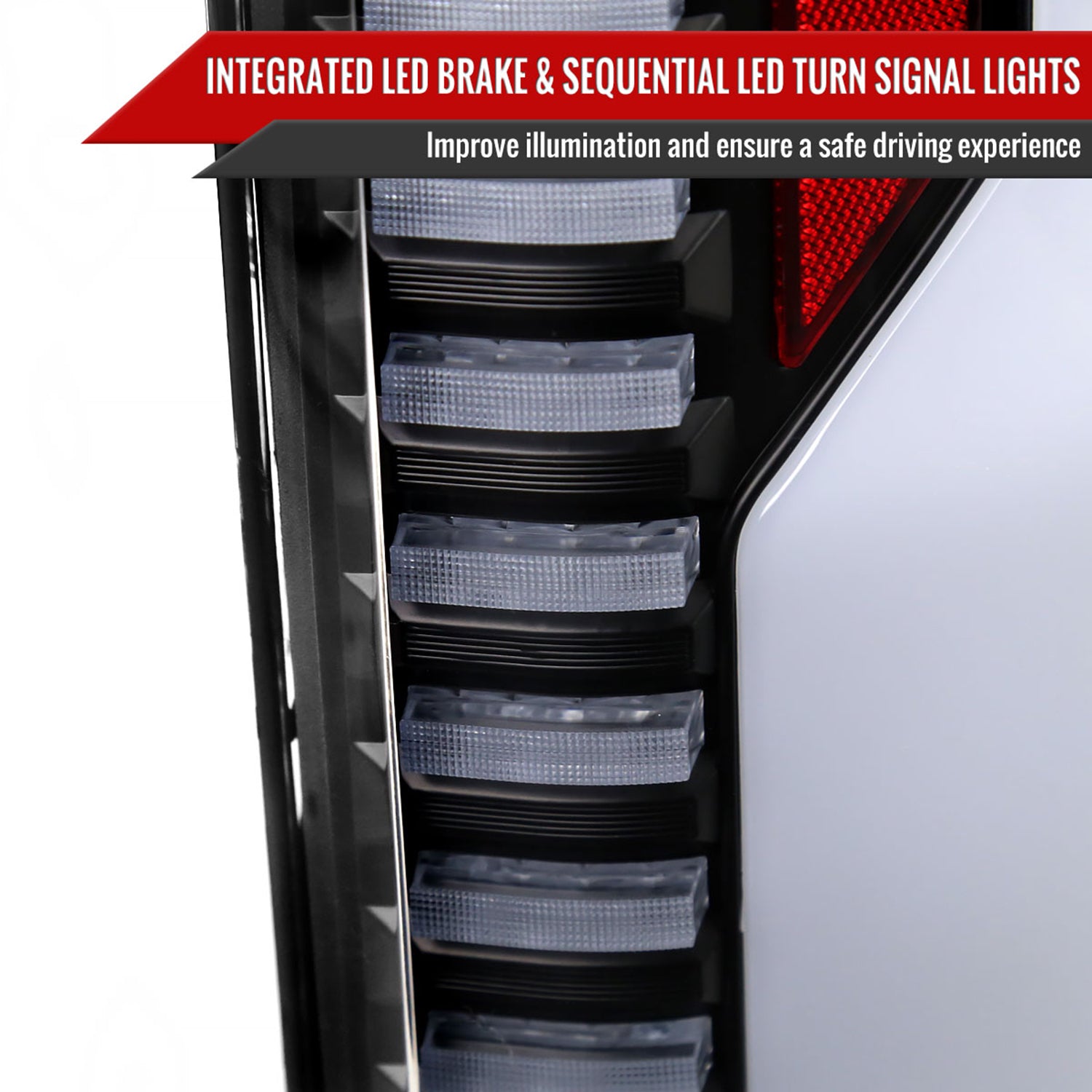 2015-2017 Ford F-150 Turn Signal Animated White LED Bar Tail Lights Matt Black