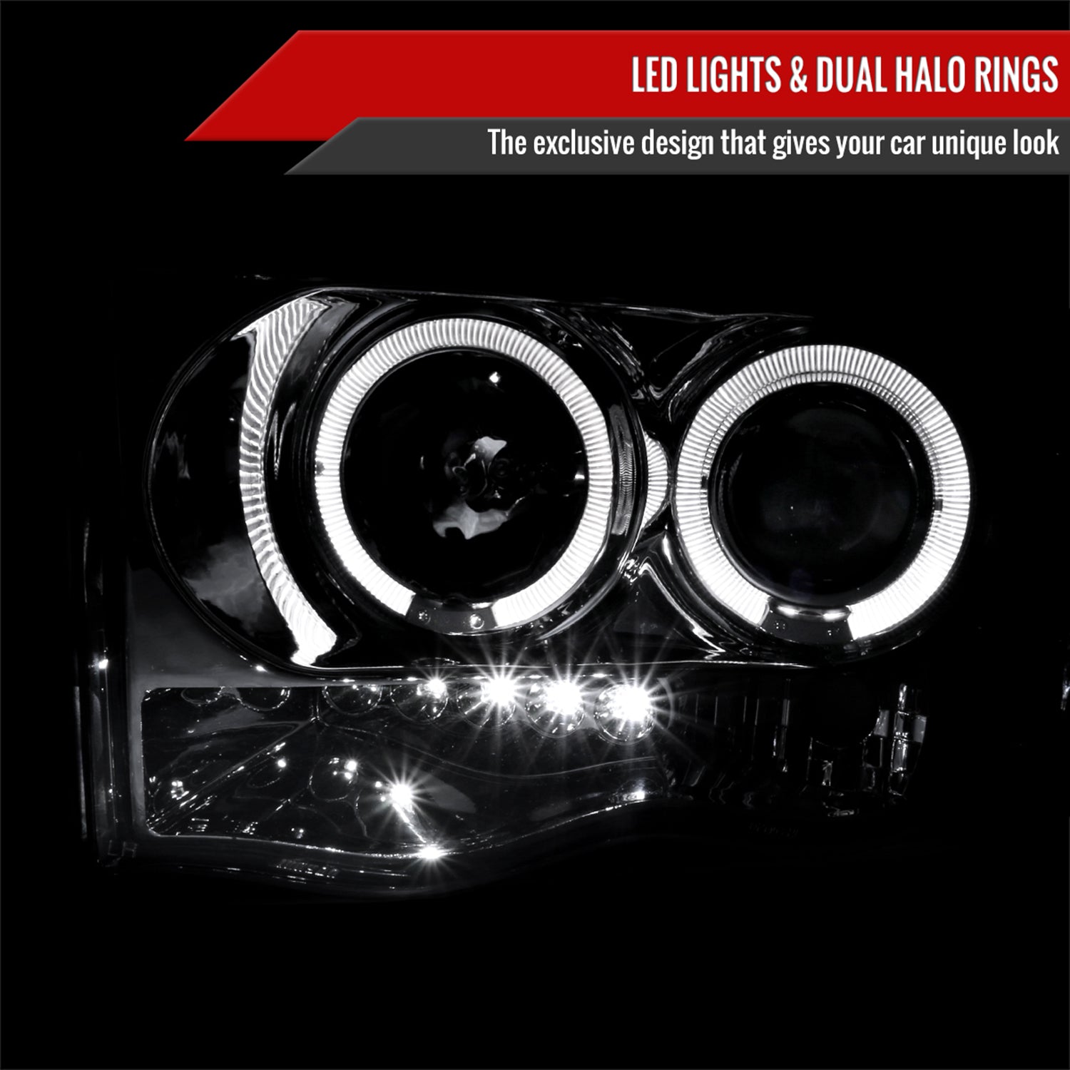 2002-2005 Dodge RAM 1500/ 03-2005 RAM 2500 3500 Dual Halo Headlights Chrome