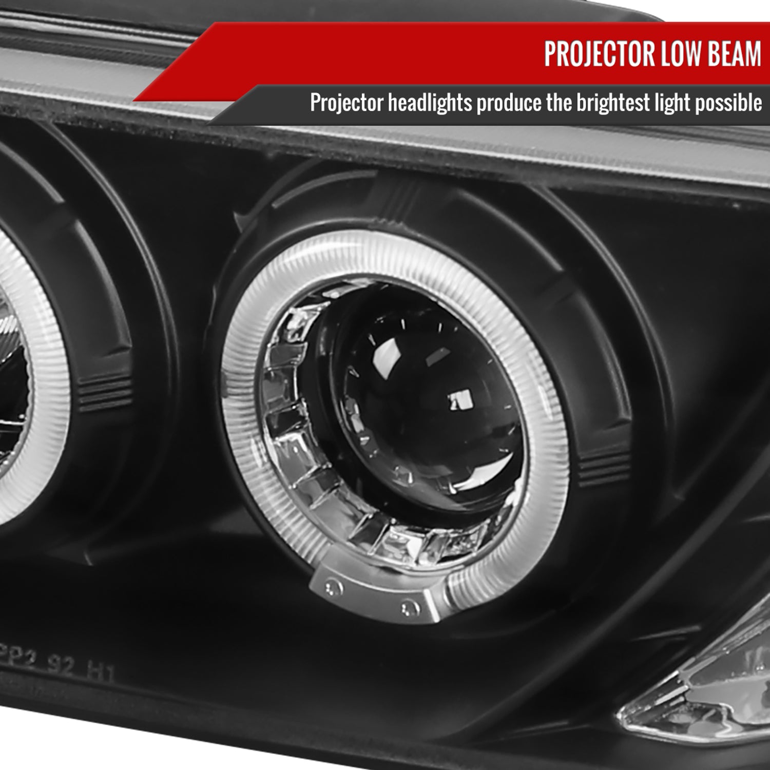 1995-1999 Nissan Sentra/200SX Dual Halo Projector Headlights Matt Black/Clear