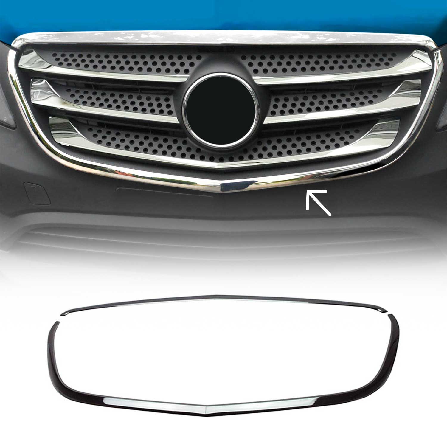 2016-2020 Mercedes Metris Front Bumper Grill Trim Molding Stainless Steel 2Pcs