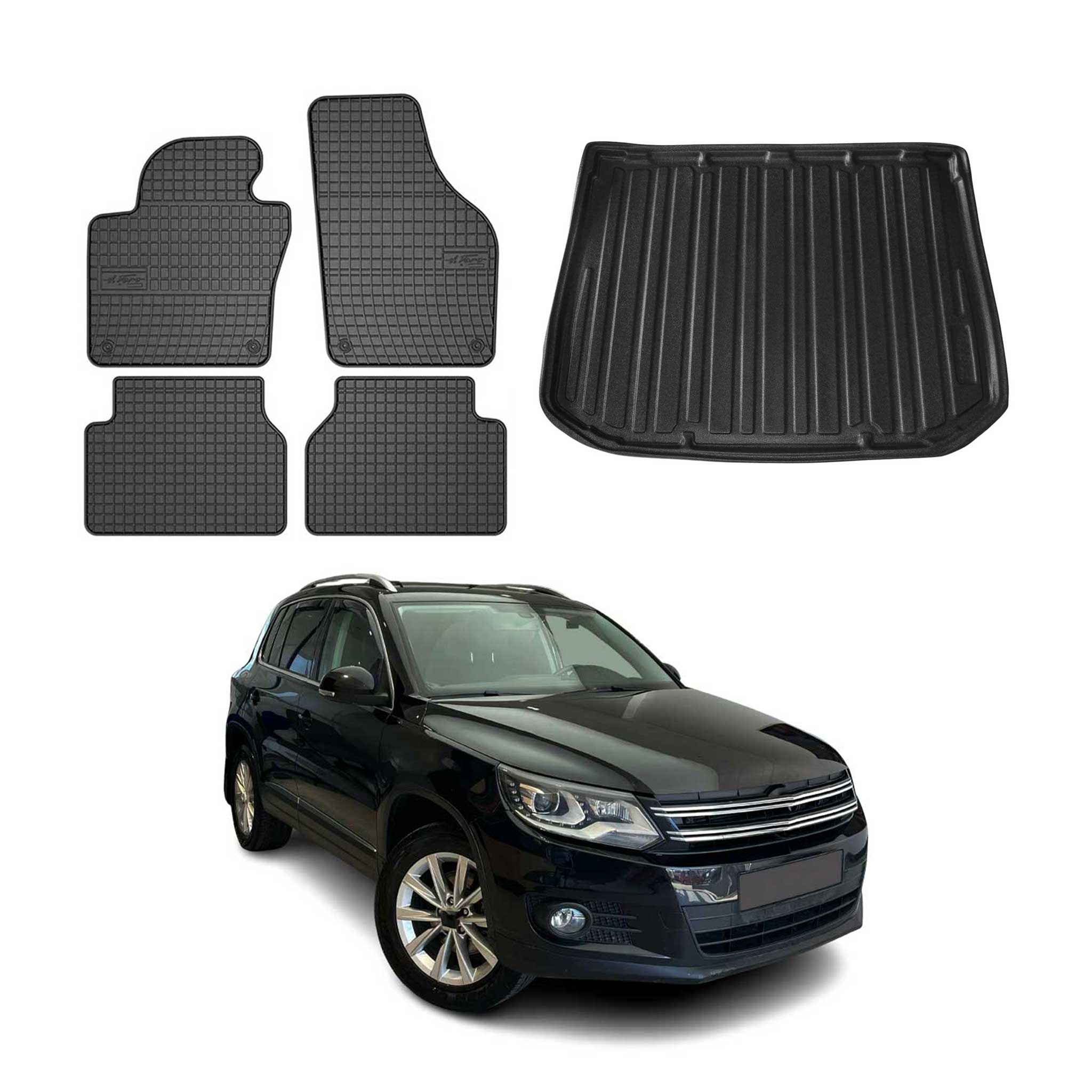 2017-2018 Volkswagen Tiguan Limited Floor Mats & Cargo Liner Full Set All Weather Black