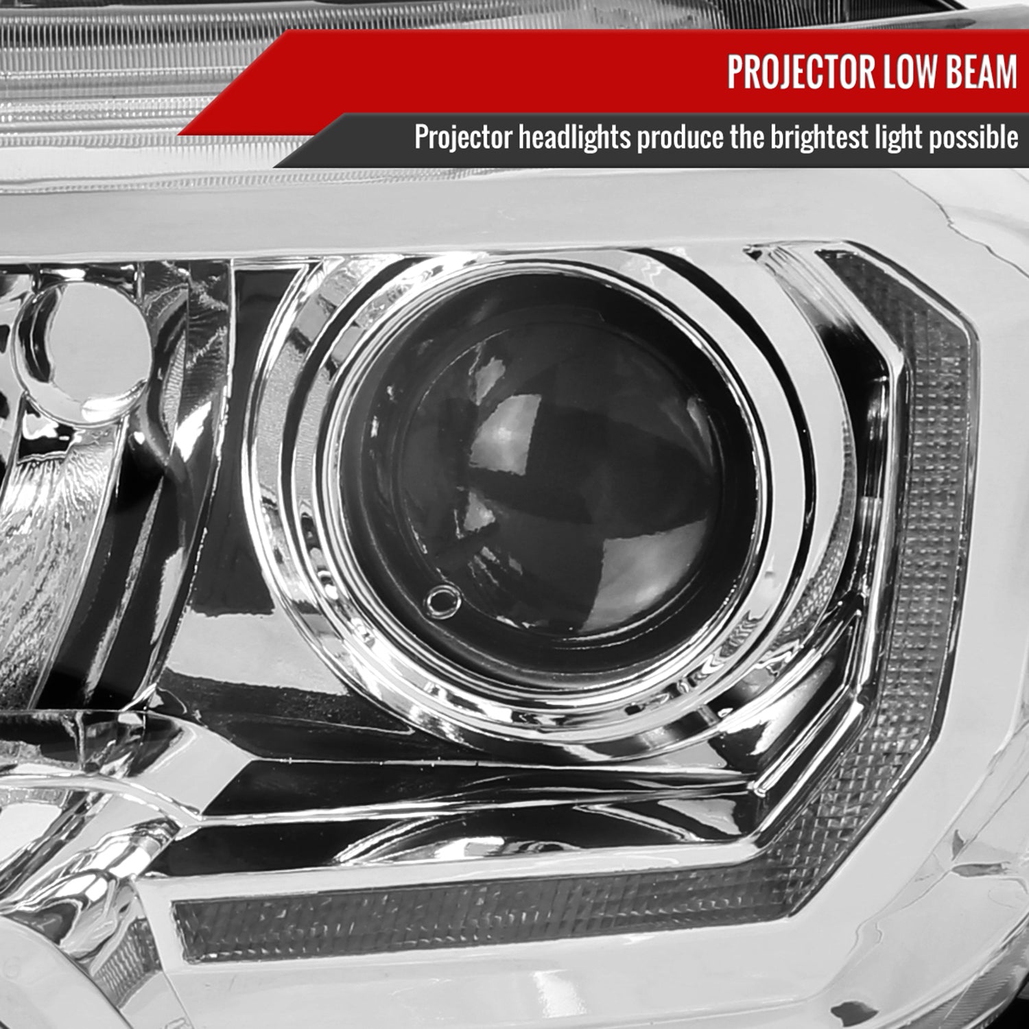 2016-2023 Toyota Tacoma LED Bar Projector Headlight Chrome/Clear Lens
