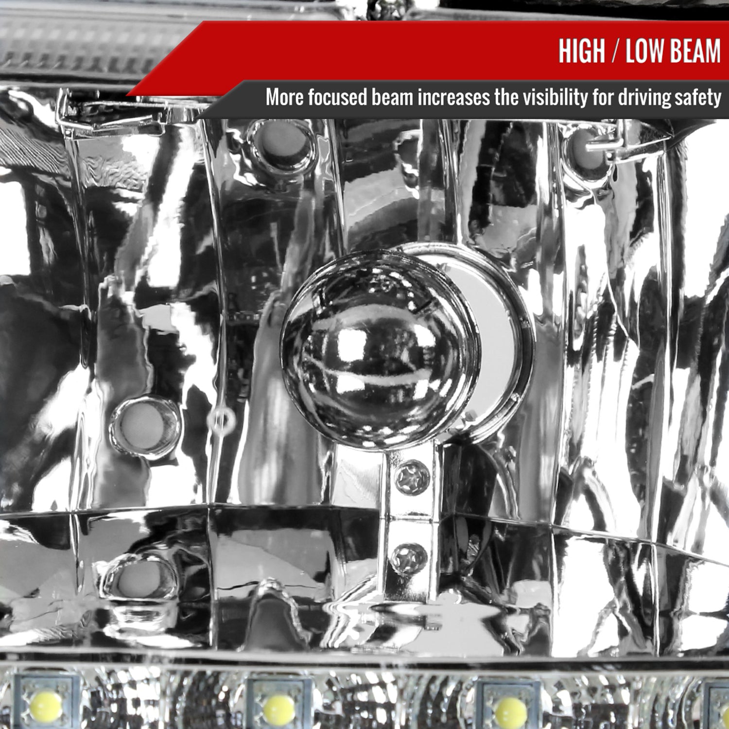 1997-2004 Dodge Dakota/ Durango LED Light Factory Crystal Headlights Chrome