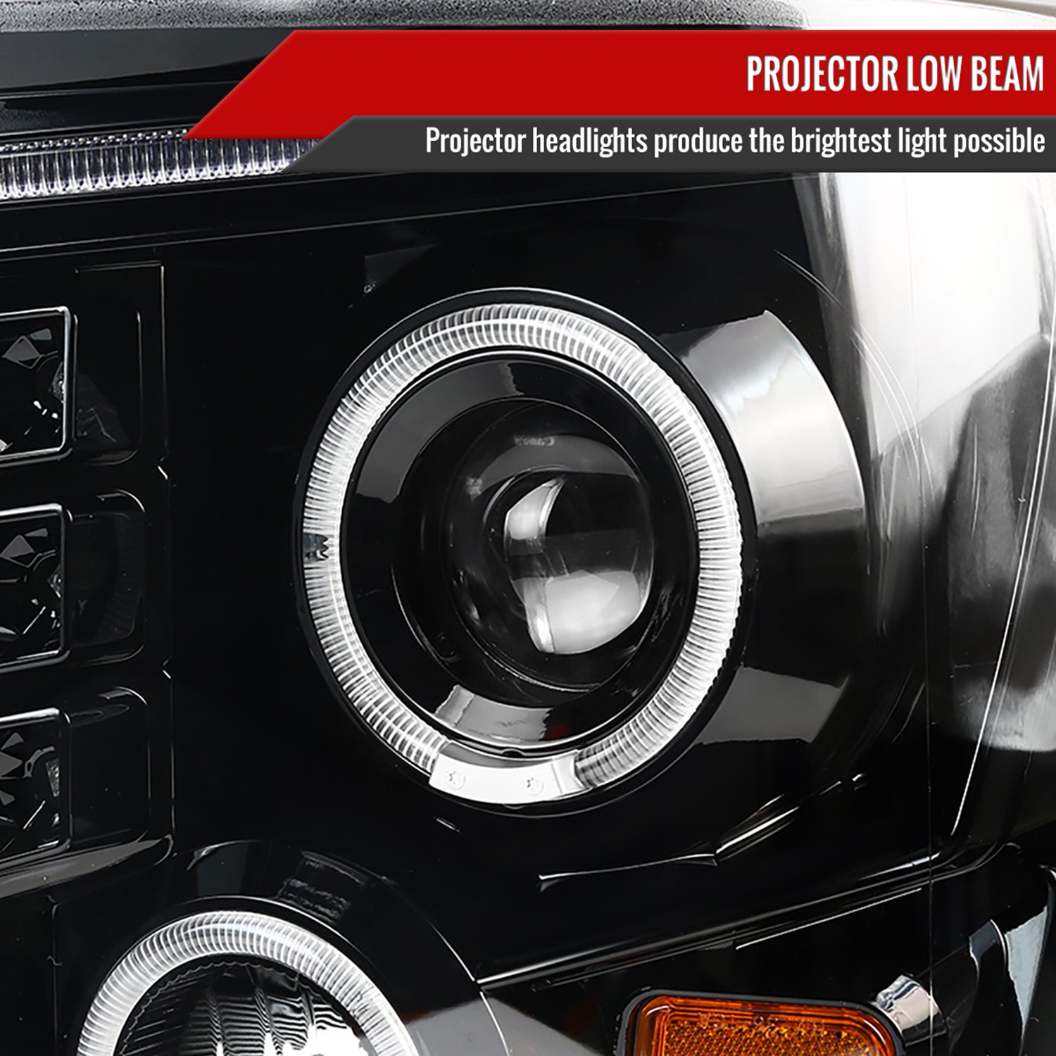 2008-2010 Ford F-250 F-350 F-450 SMD Dual Halo Projector Headlights Jet Black