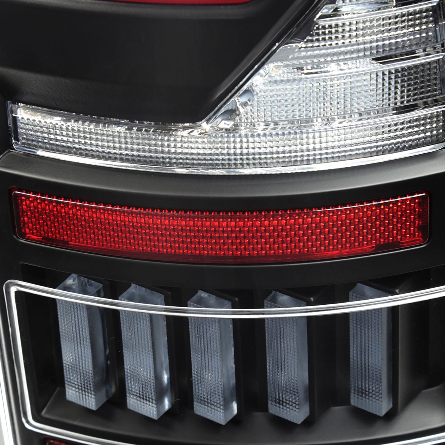 2007-2009 Dodge RAM 1500/2500/3500 Red LED Bar Tail Lights Matte Black/Clear