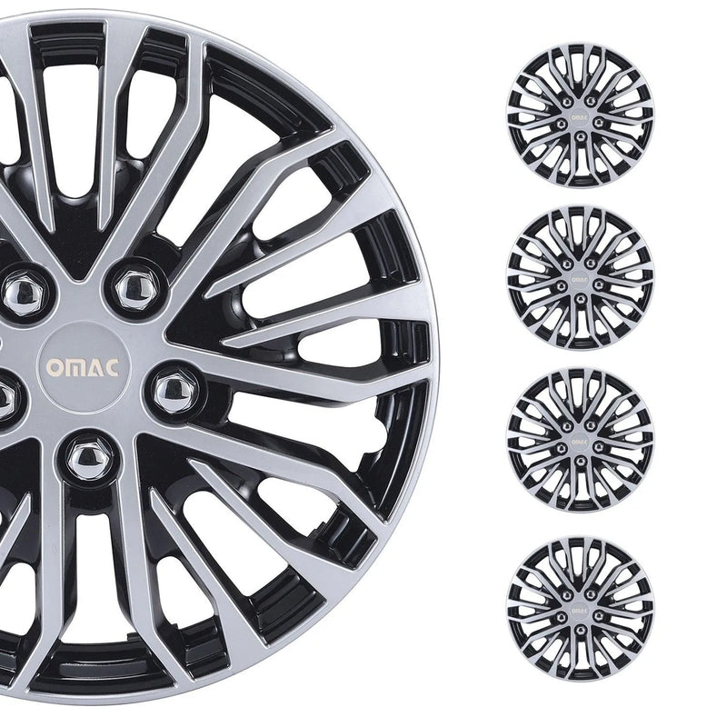 Rimini Hub Caps Wheel Cover 15" Grey & Black Full Set 4 pcs.