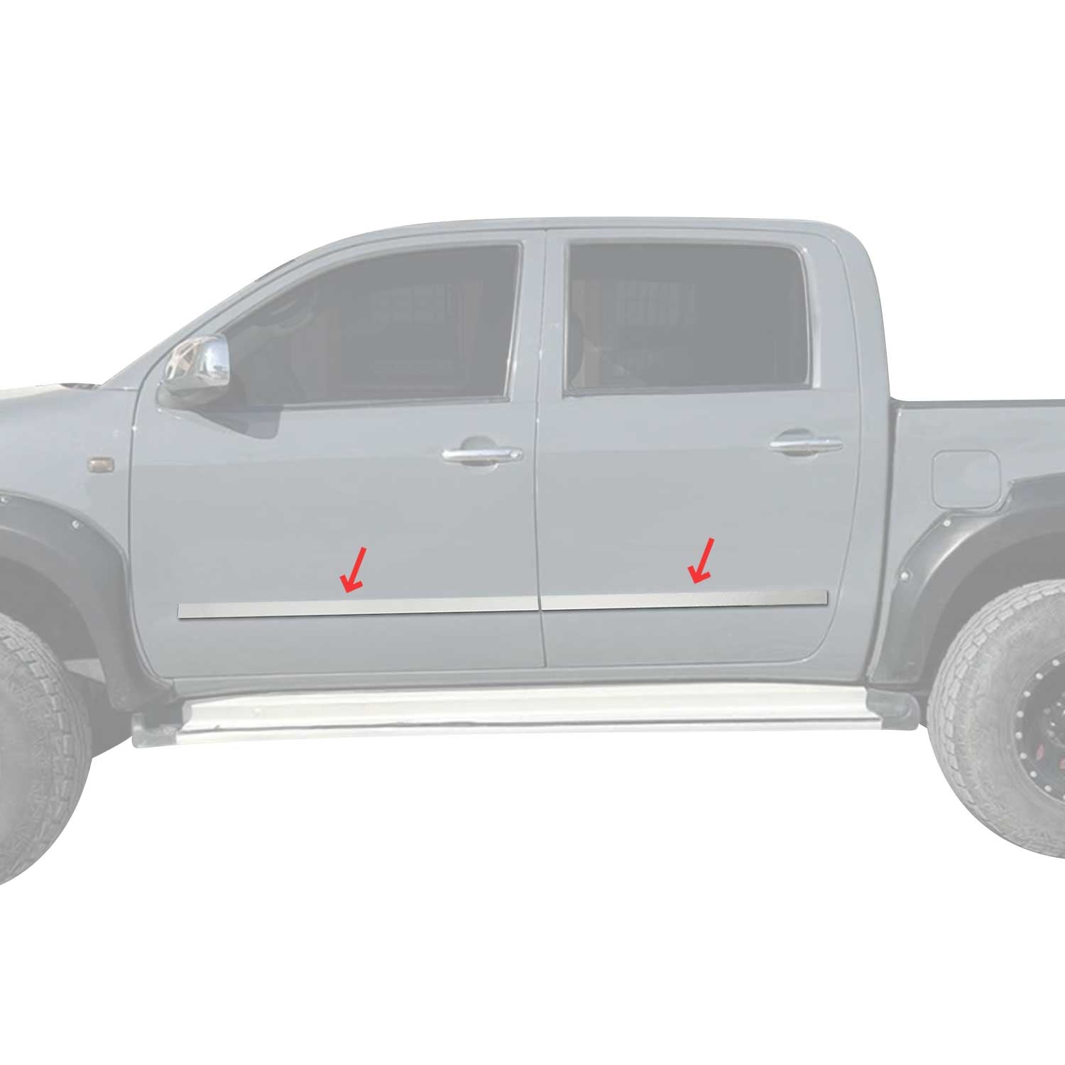 2005-2015 Toyota Tacoma Side Door Molding Trim Skirt Garnish Stainless Steel Silver 4Pcs