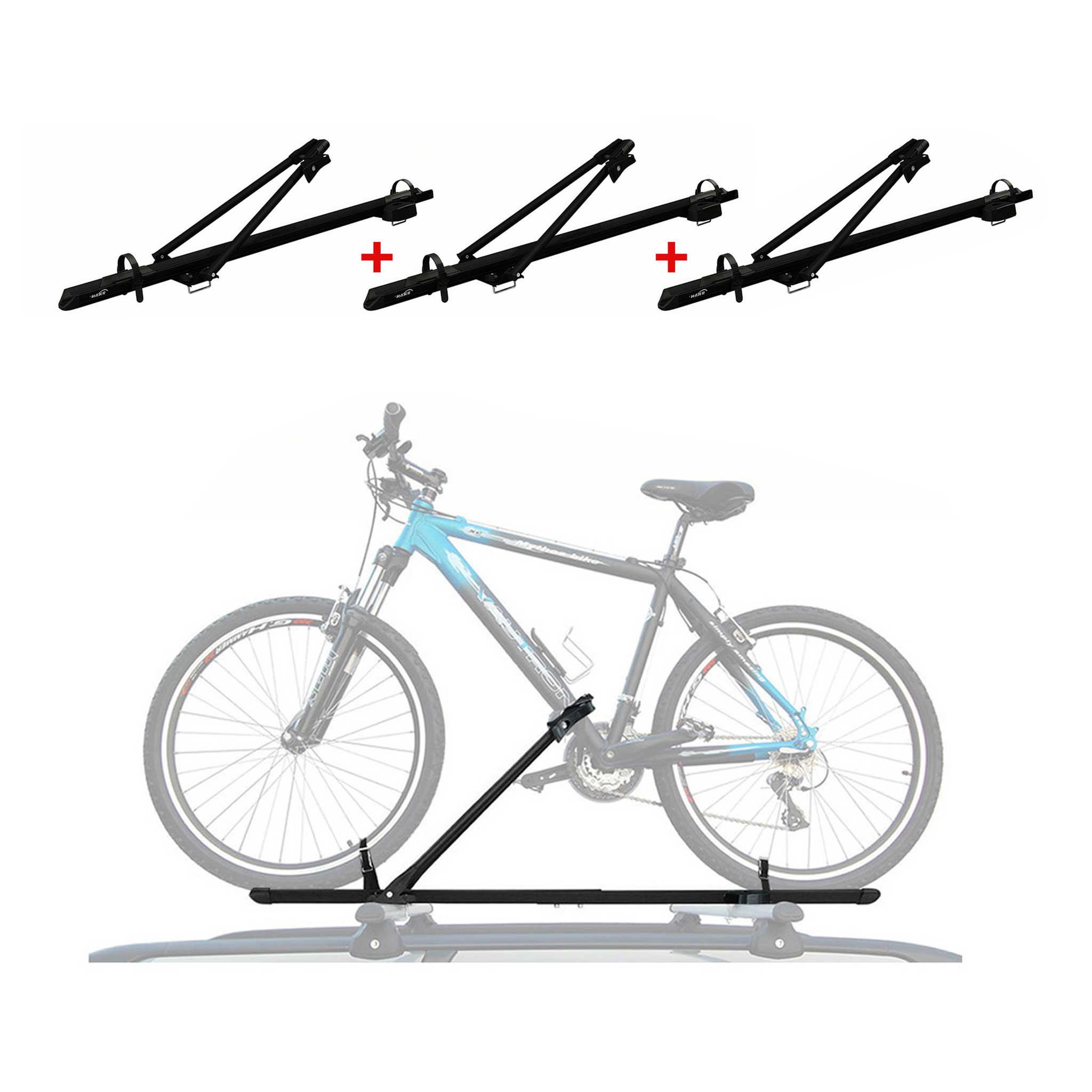 3Pcs Pro Bike Carrier Roof Mount Black Alu Bicycle Rack Cycling Car Truck SUV