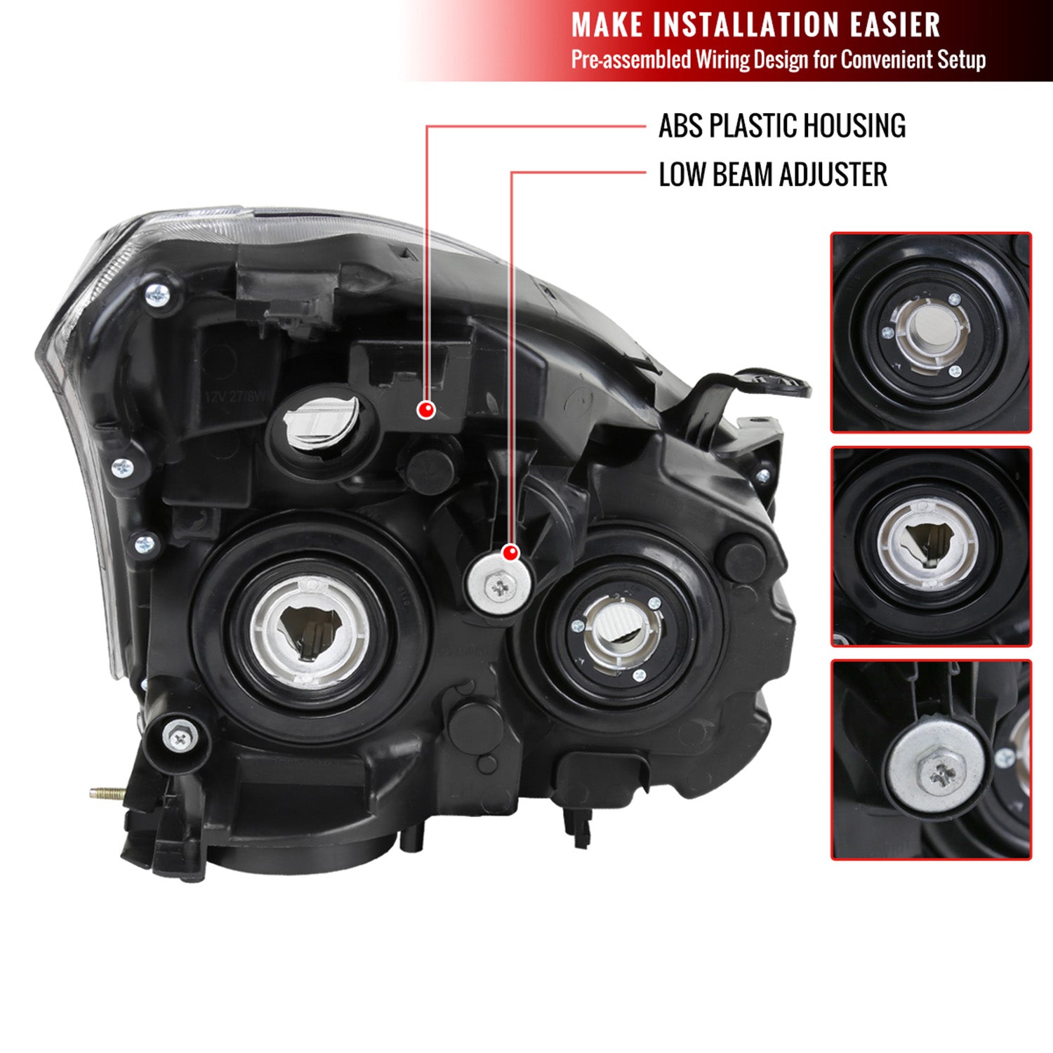 2008-2013 Nissan Rogue/Rogue Select Factory Headlights Amber Reflectors Black