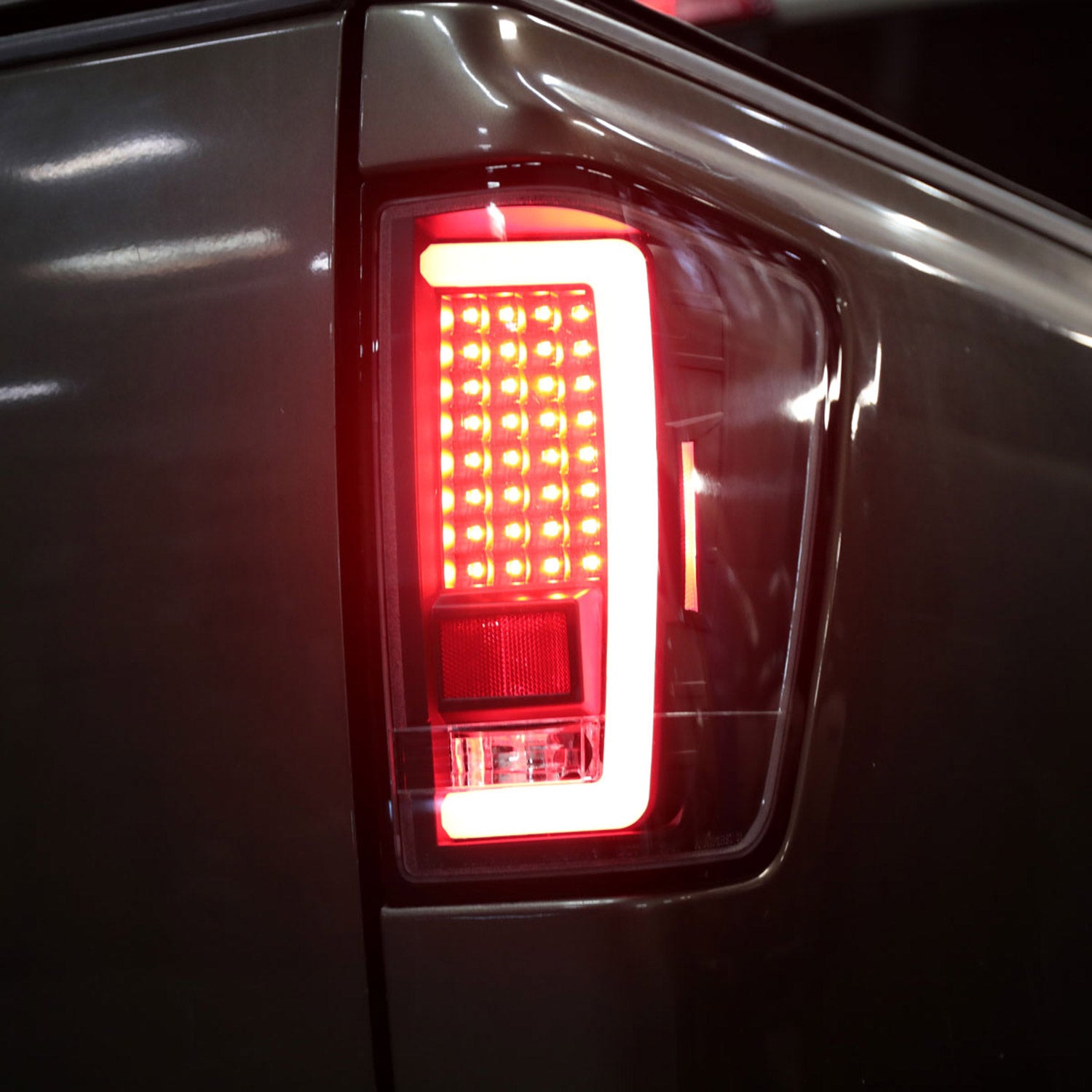 2004-2015 Nissan Titan LED Tail Lights with Red LED Tube Matte Black/Clear