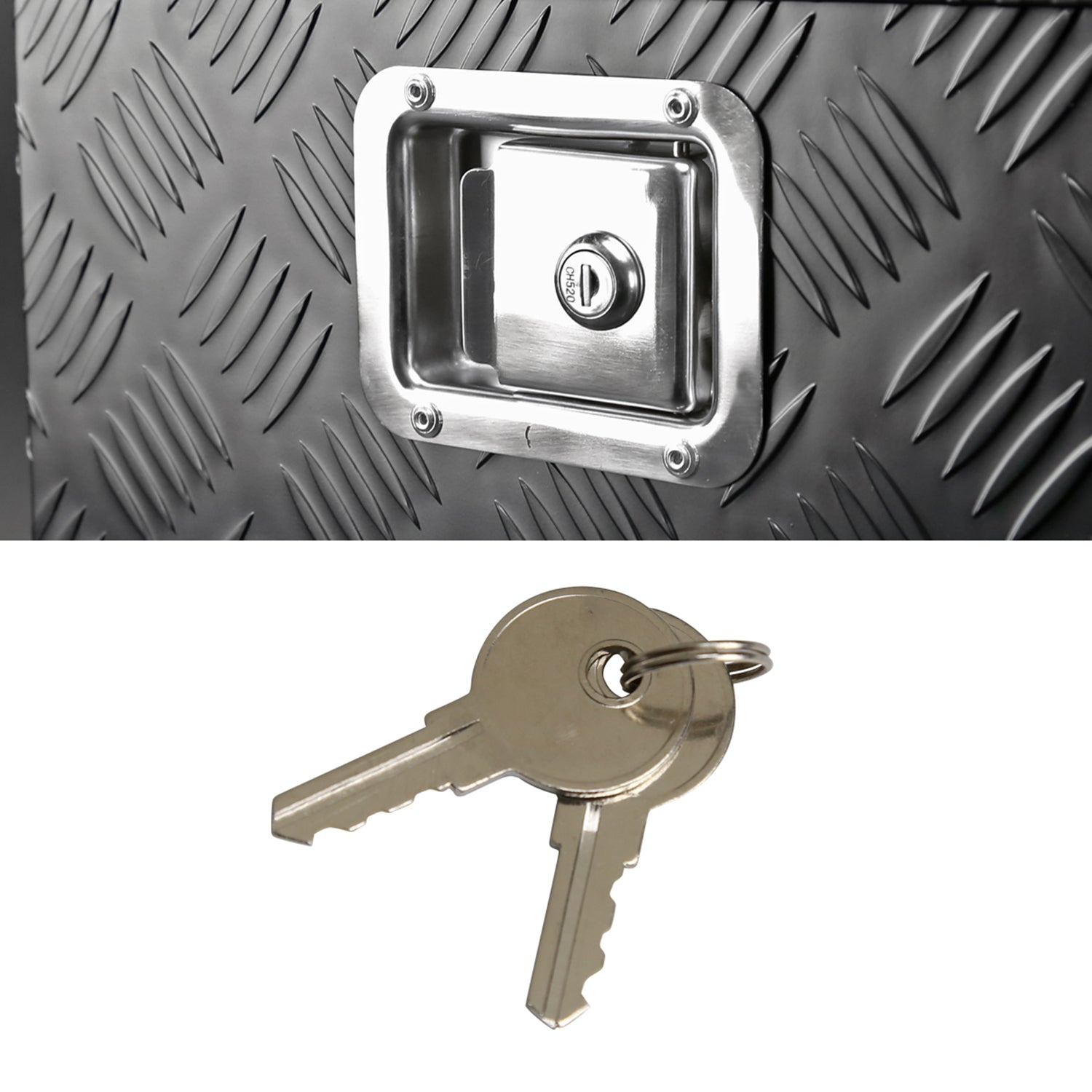 Universal 15~28" Black Heavy Duty Truck Trailer Tongue Tool Box w/ Lock & Keys