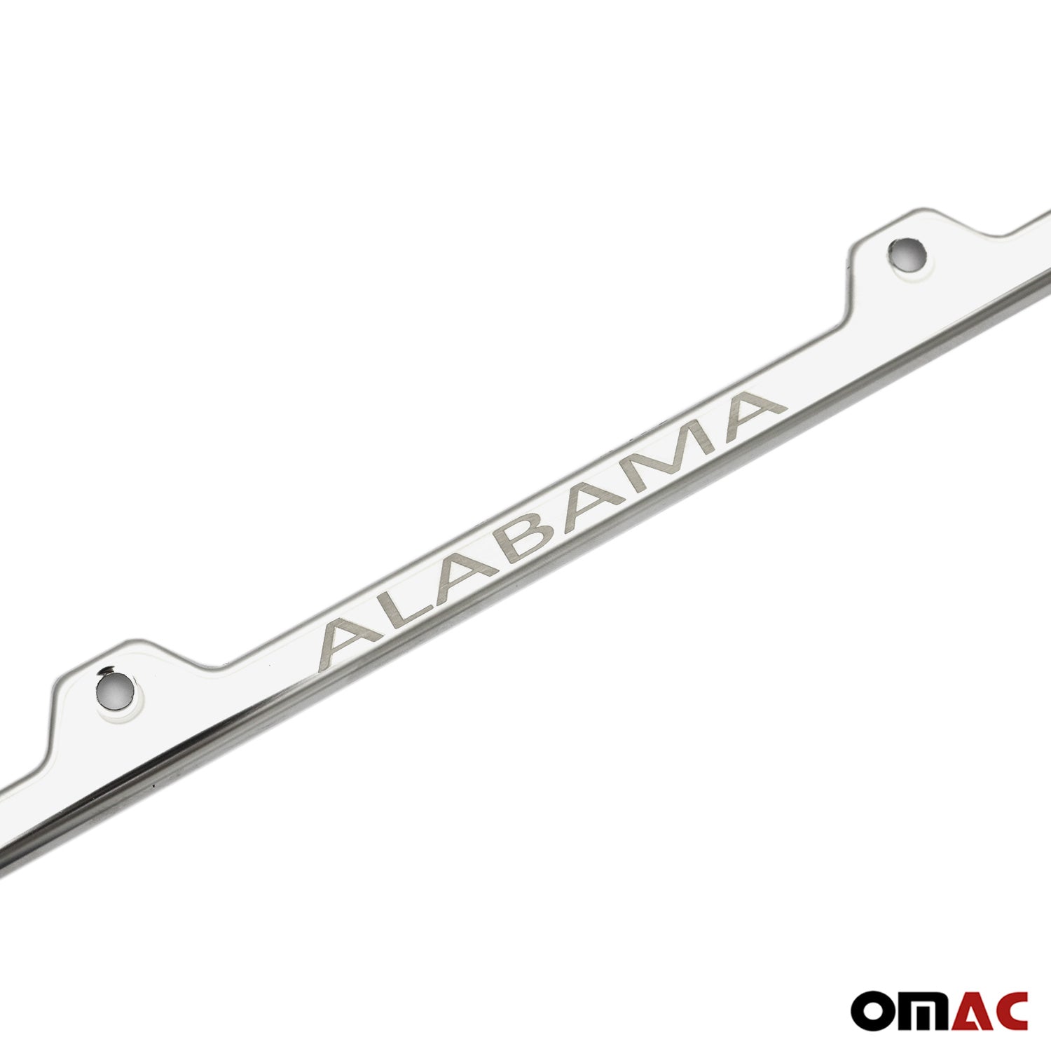 ALABAMA Print License Plate Frame Tag Holder Chrome S. Steel 2 pcs.