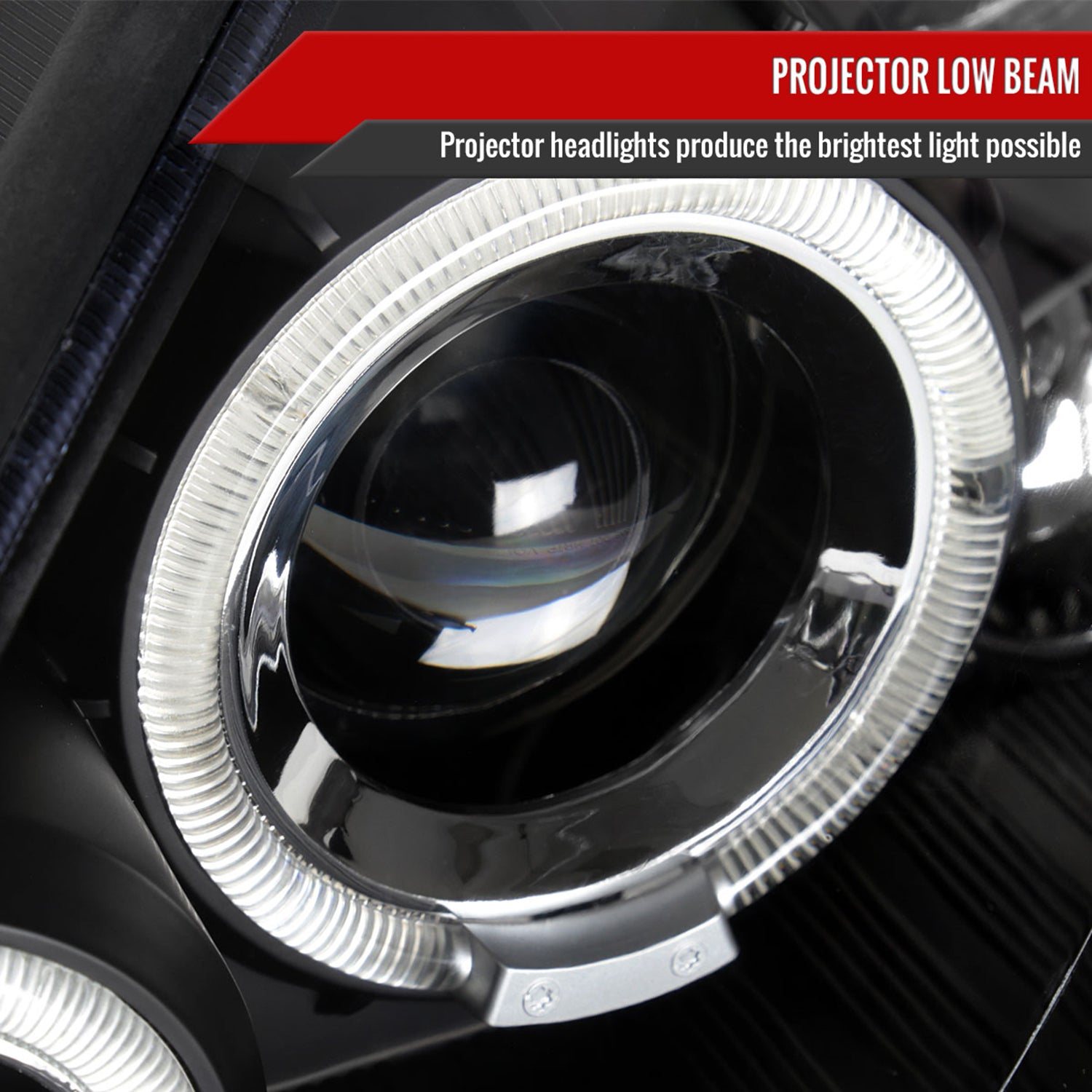 2000-2004 Ford Focus Dual Halo Projector Headlights Matte Black/Clear Lens