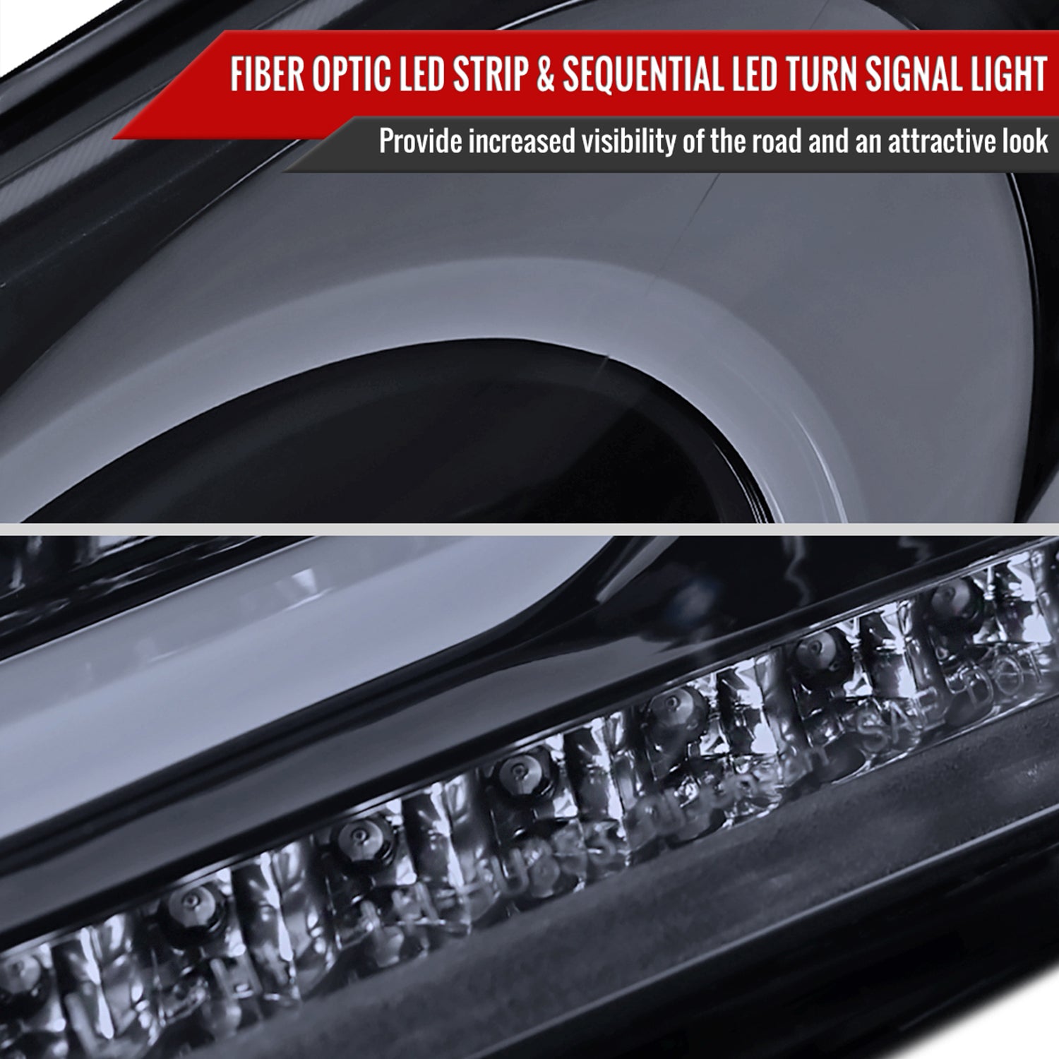 2012-2017 Hyundai Veloster LED Bar Projector Headlights Signal Lights Black