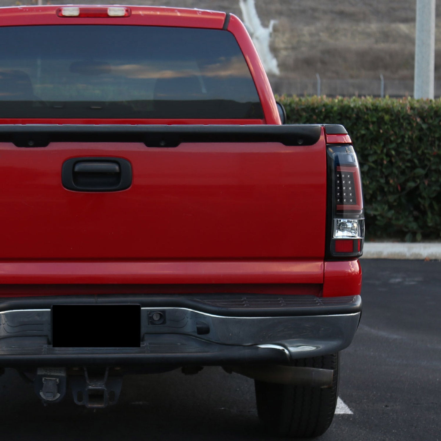 2003-2006 Chevy Silverado Red C Bar LED Tail Lights - G2 Black/Clear Lens