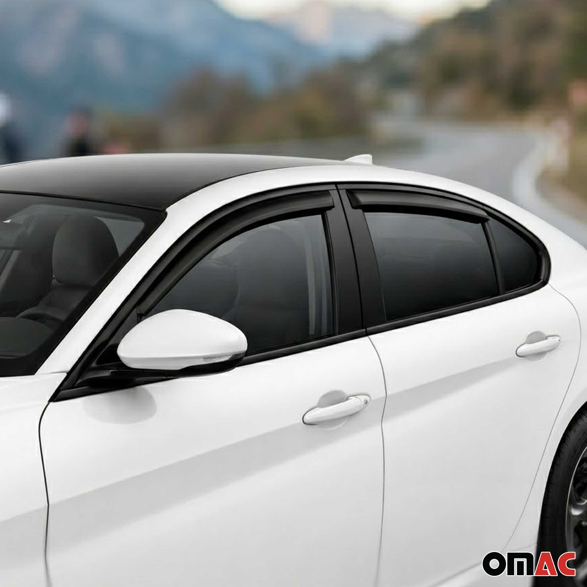 2017-2026 Alfa Romeo Giulia Window Visor Vent Rain Deflector 4Pcs Smoke
