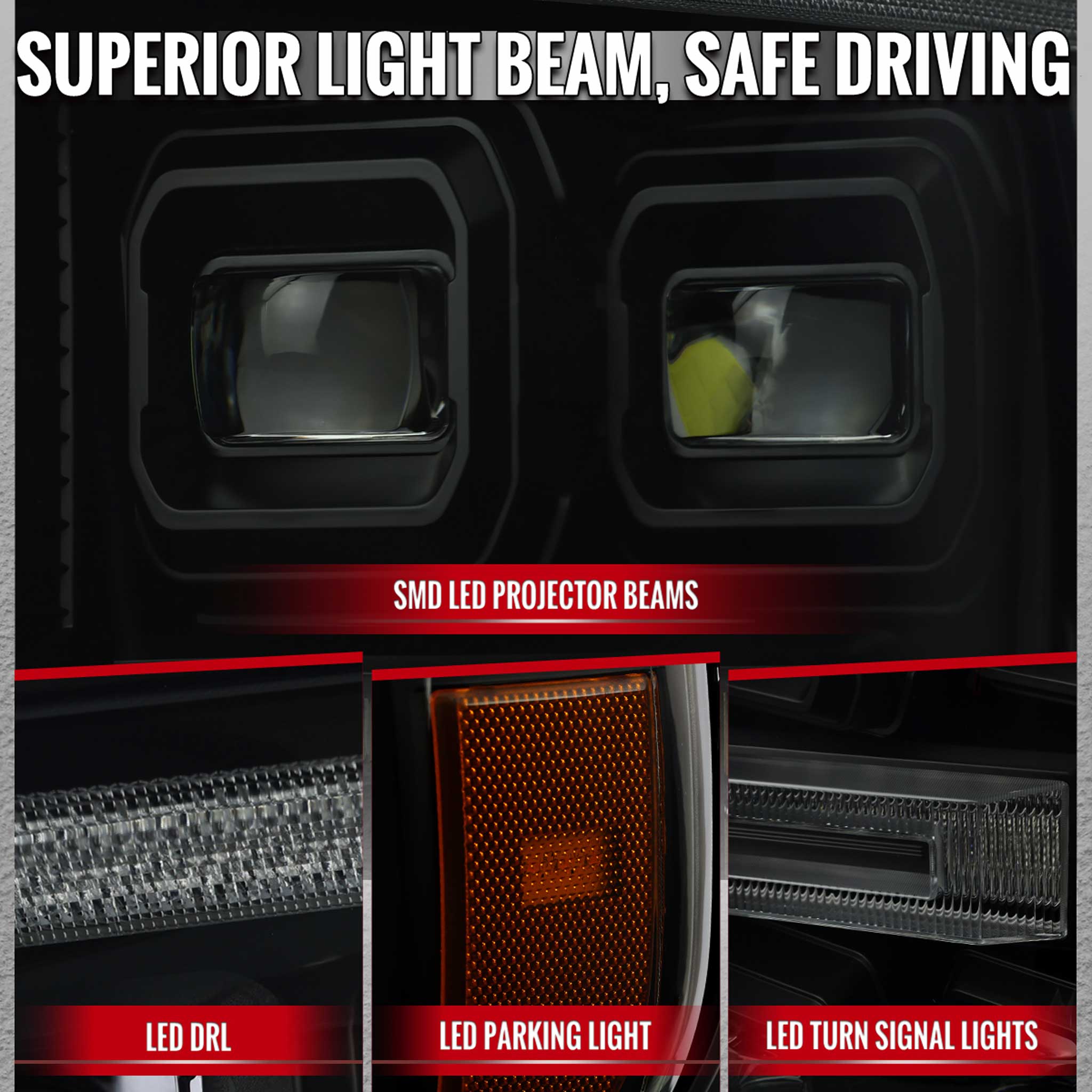 For Ford F-150 2021-2023 Full LED Projector Headlights Sequential DRL Black Housing Smoked Lens