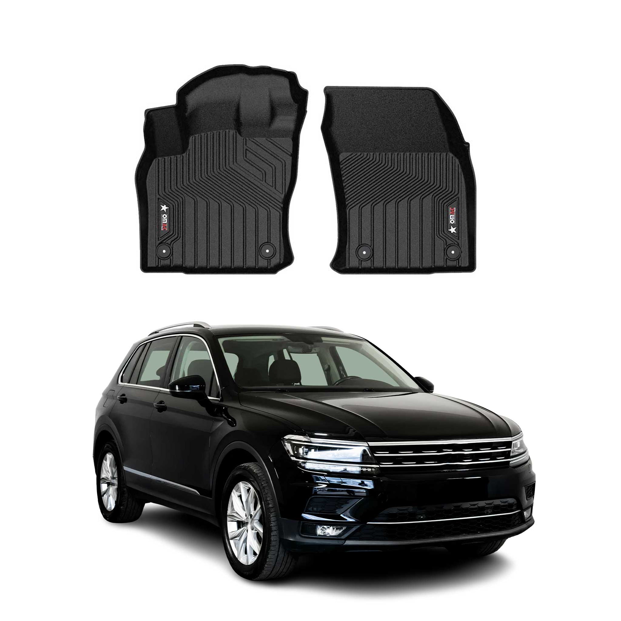 2018-2024 VW Tiguan Premium Floor Mats Liners First Row Front Black