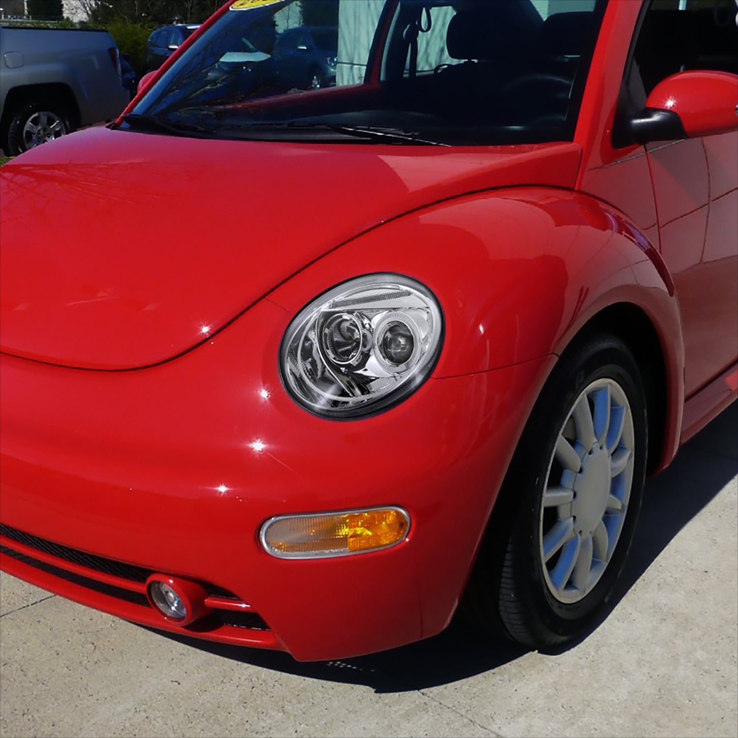 1998-2005 VW Beetle Halo Projector Headlights Chrome/Clear Lens