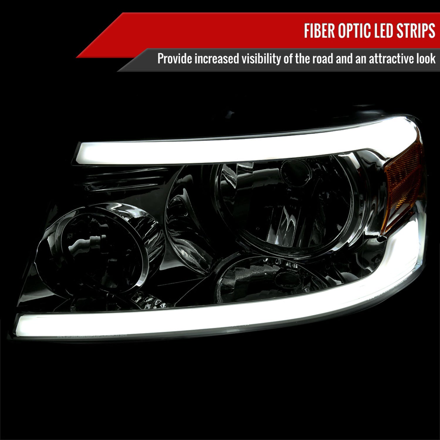2004-2008 Ford F-150/ 06-2008 Lincoln Mark LT LED Bar Factory Headlights Chrome
