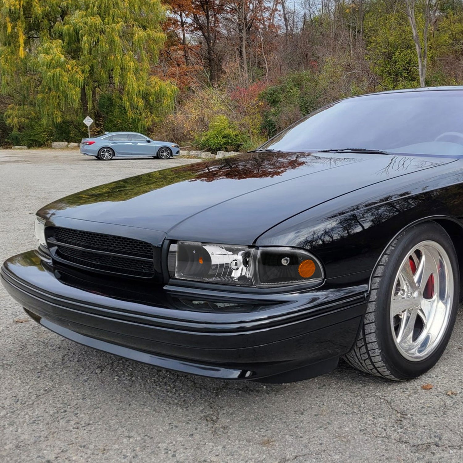 1991-1996 Chevy Caprice / Impala Factory Headlights Corner Signal Black